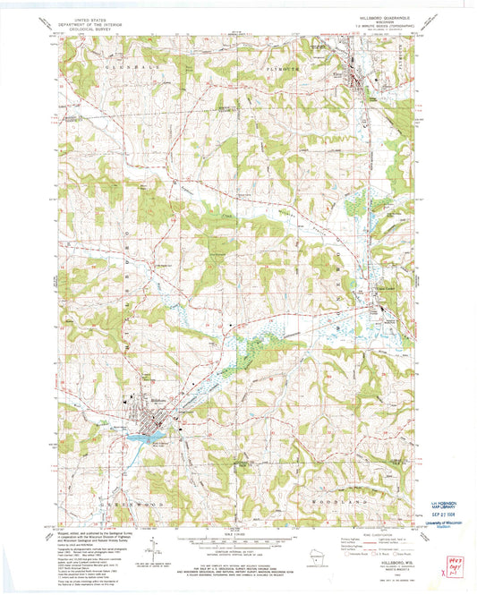 Classic USGS Hillsboro Wisconsin 7.5'x7.5' Topo Map Image