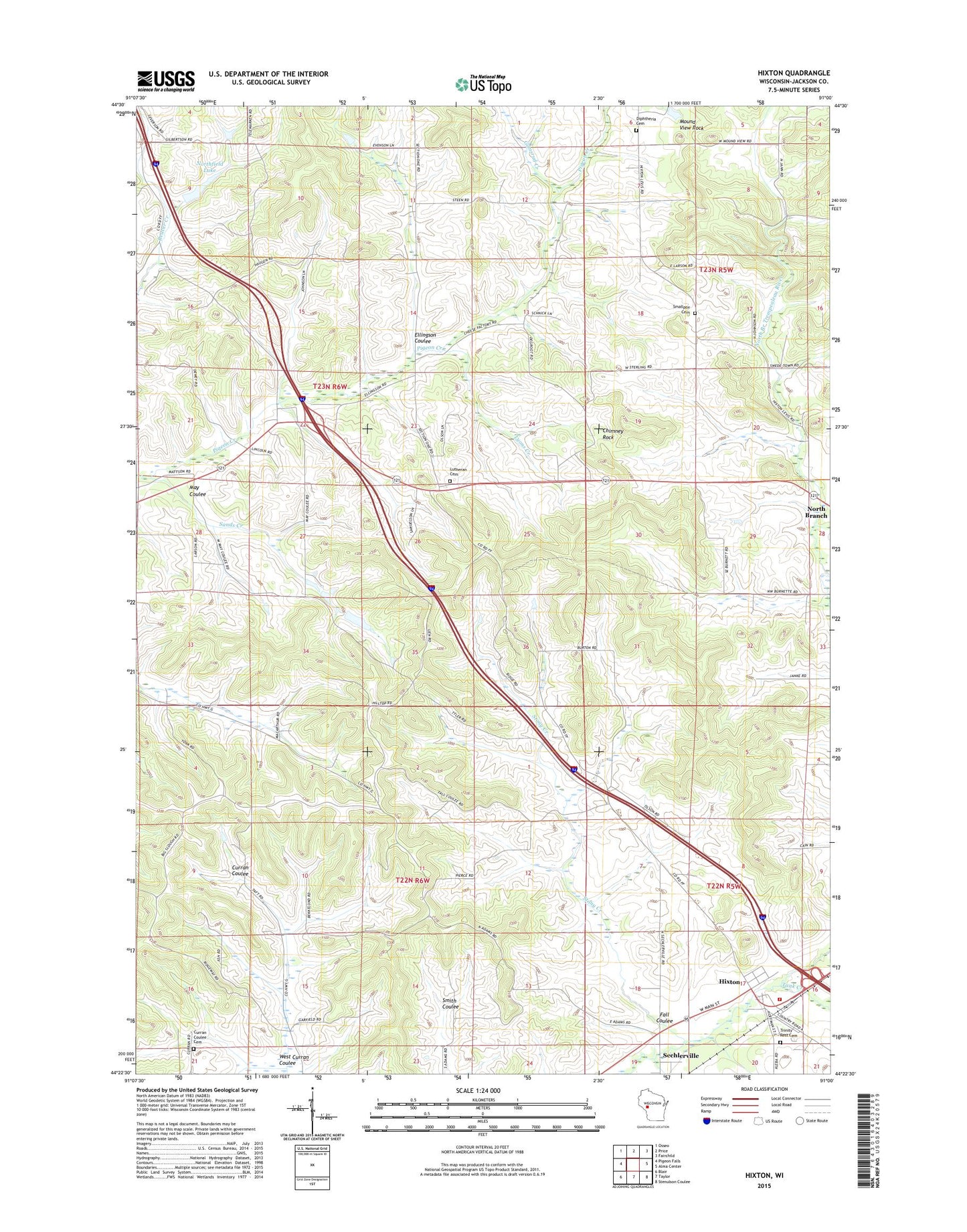 Hixton Wisconsin US Topo Map Image