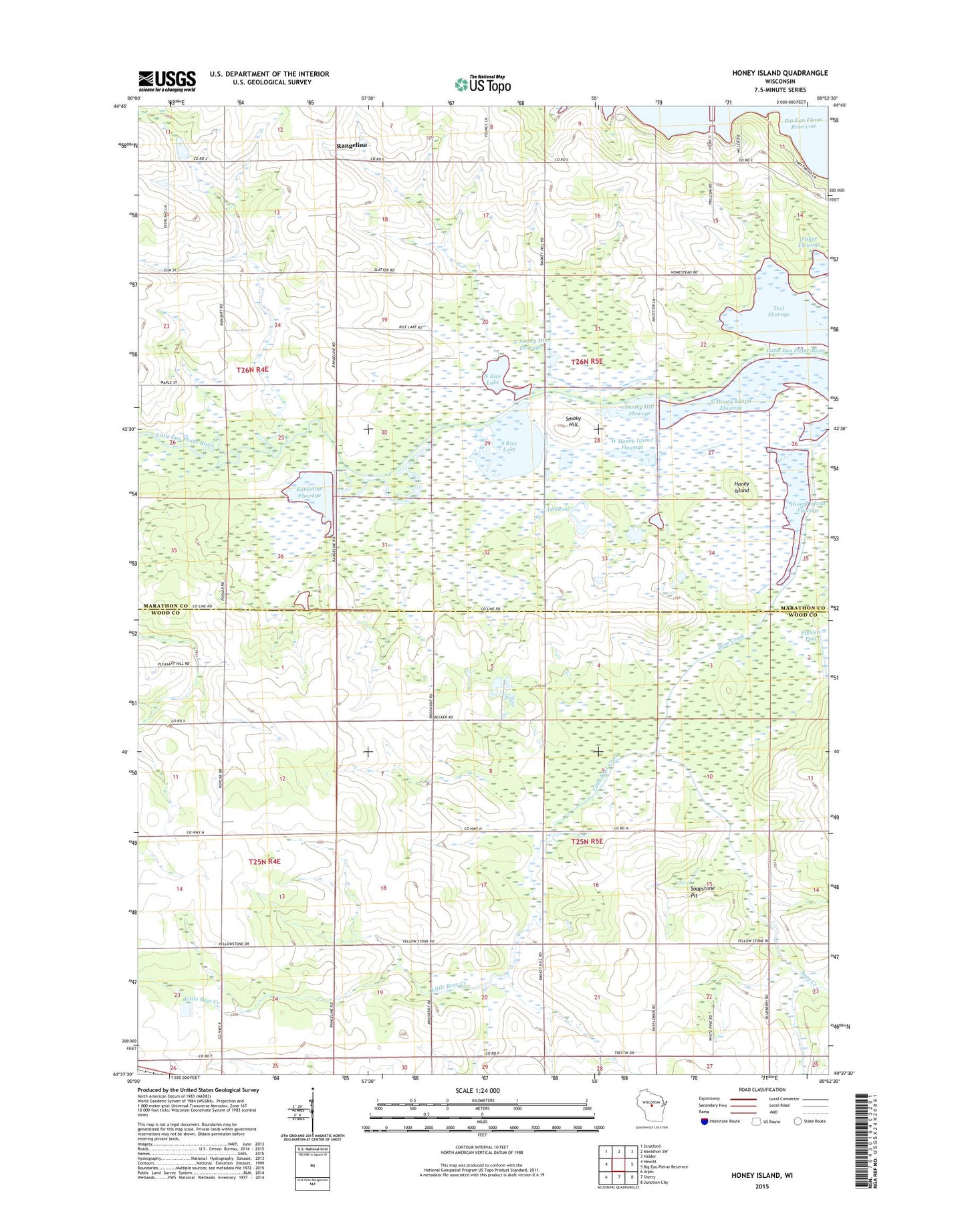 Honey Island Wisconsin US Topo Map Image