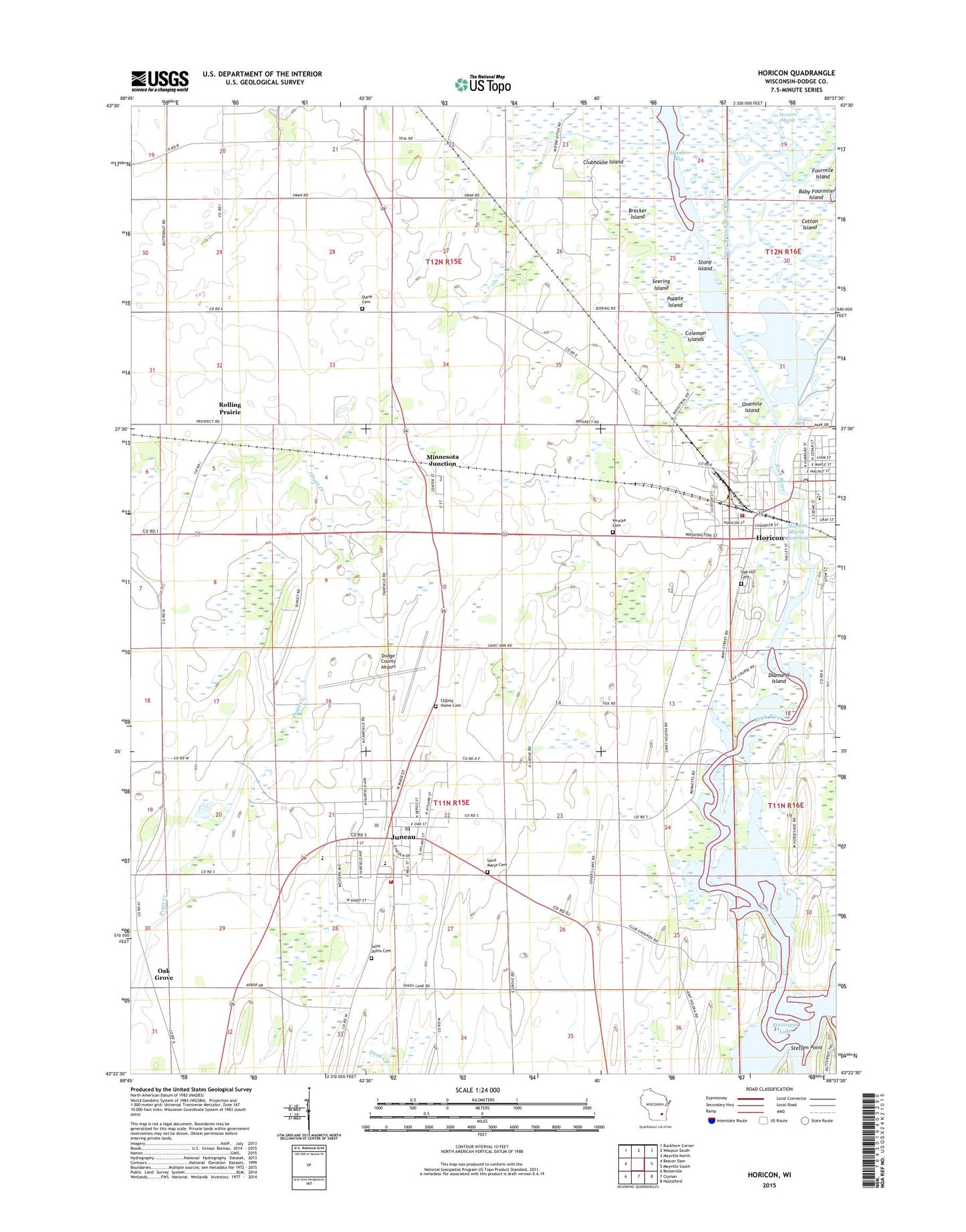 Horicon Wisconsin US Topo Map Image