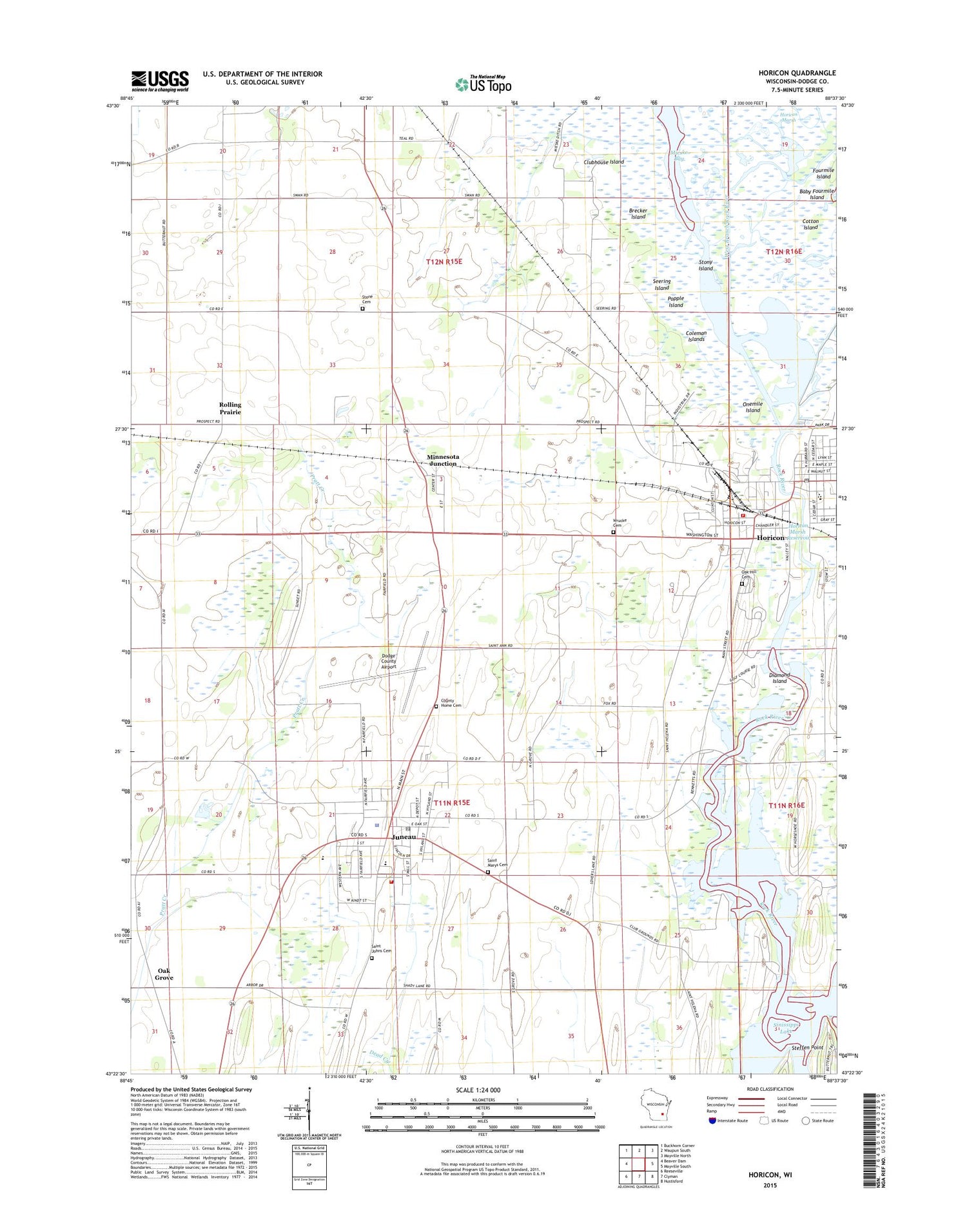 Horicon Wisconsin US Topo Map Image