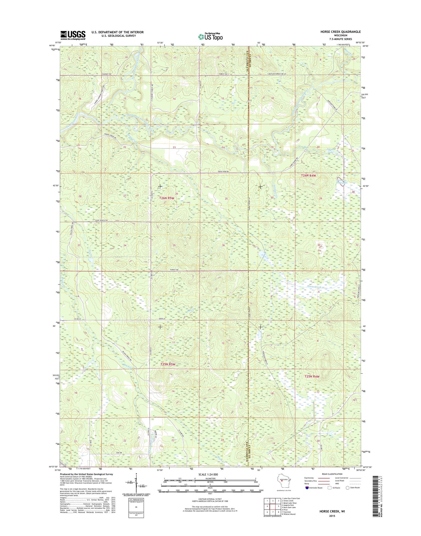 Horse Creek Wisconsin US Topo Map Image
