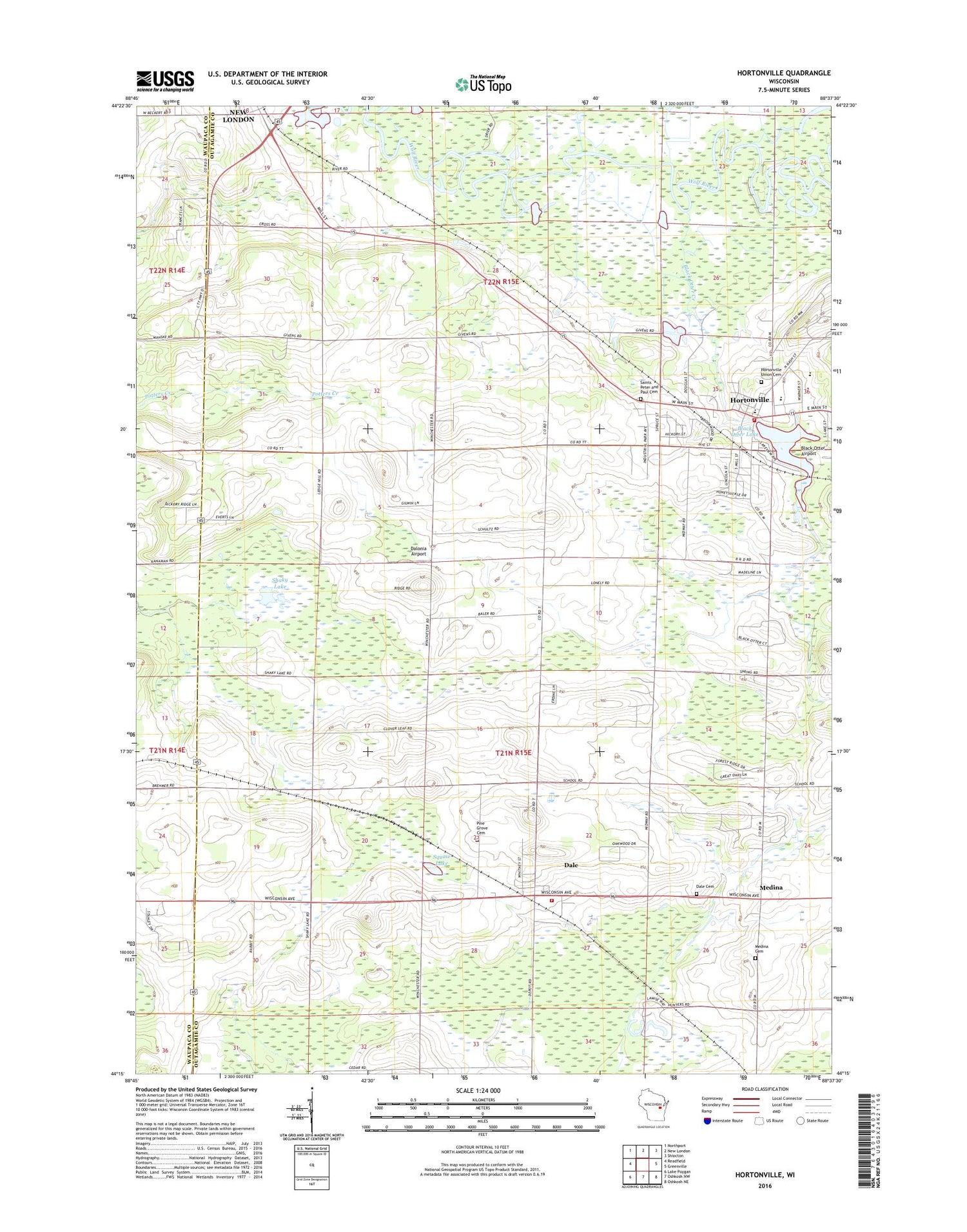 Hortonville Wisconsin US Topo Map Image