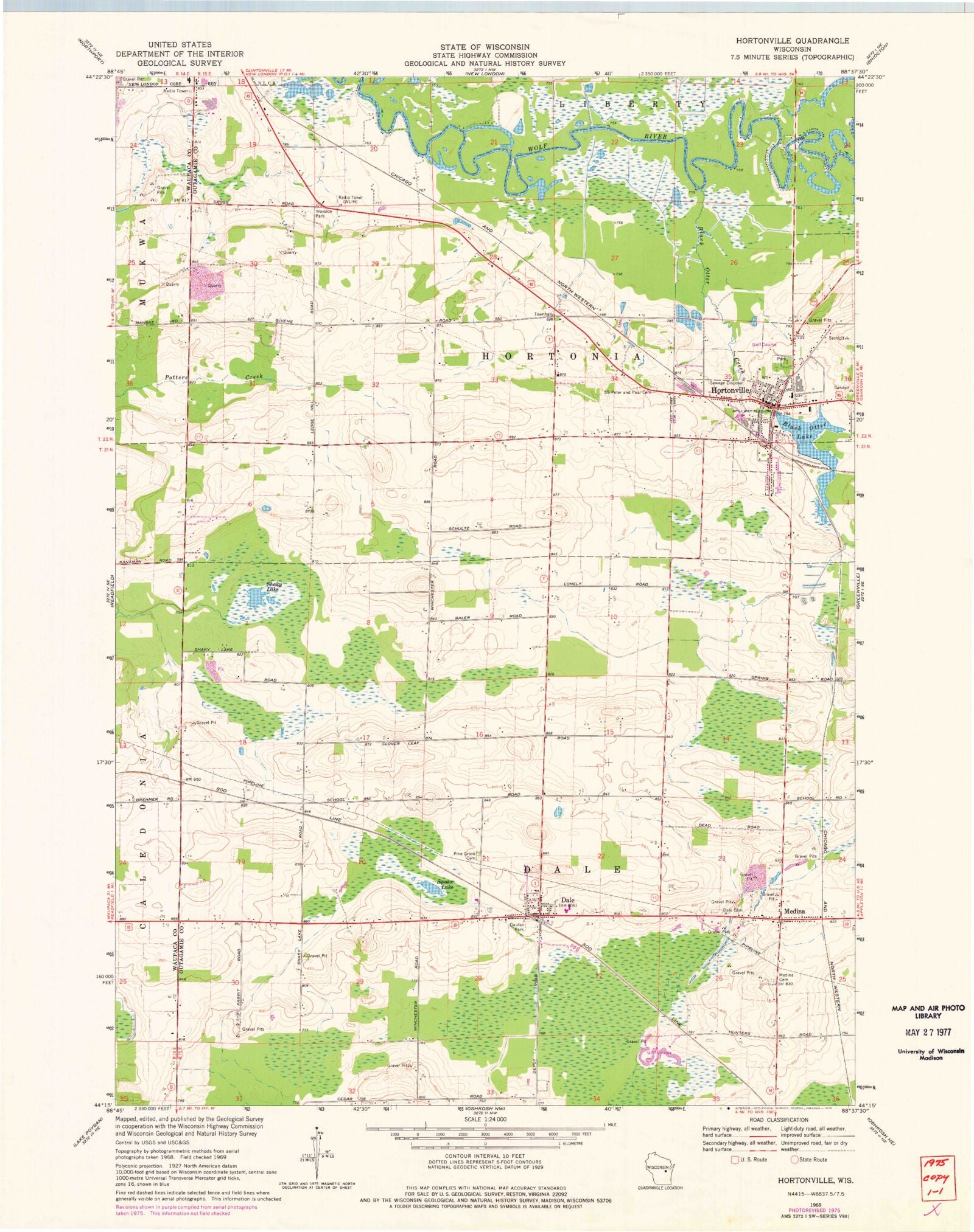 Classic USGS Hortonville Wisconsin 7.5'x7.5' Topo Map – MyTopo Map