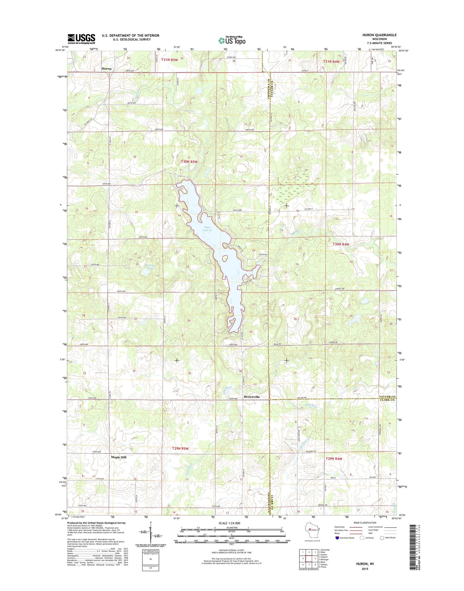 Huron Wisconsin US Topo Map Image