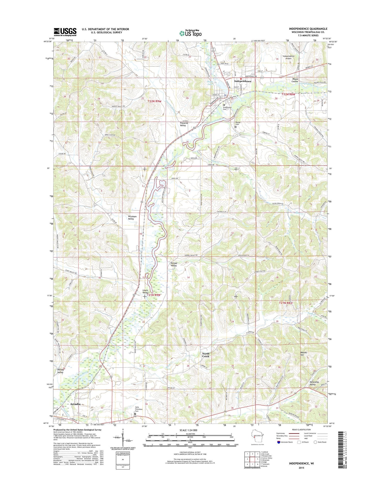 Independence Wisconsin US Topo Map Image