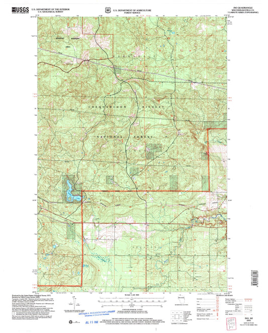 Classic USGS Ino Wisconsin 7.5'x7.5' Topo Map Image