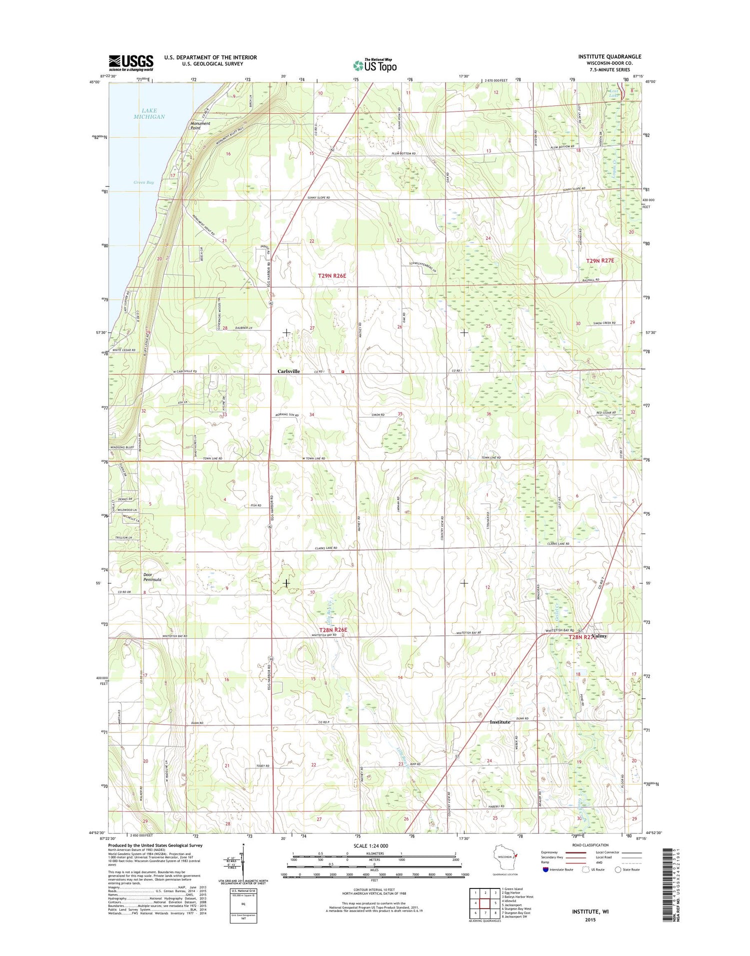 Institute Wisconsin US Topo Map Image