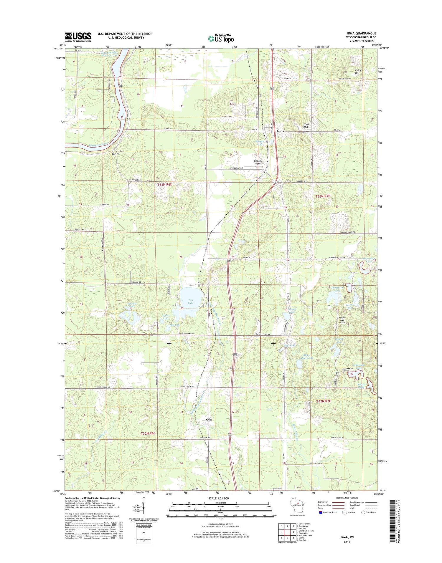 Irma Wisconsin US Topo Map Image