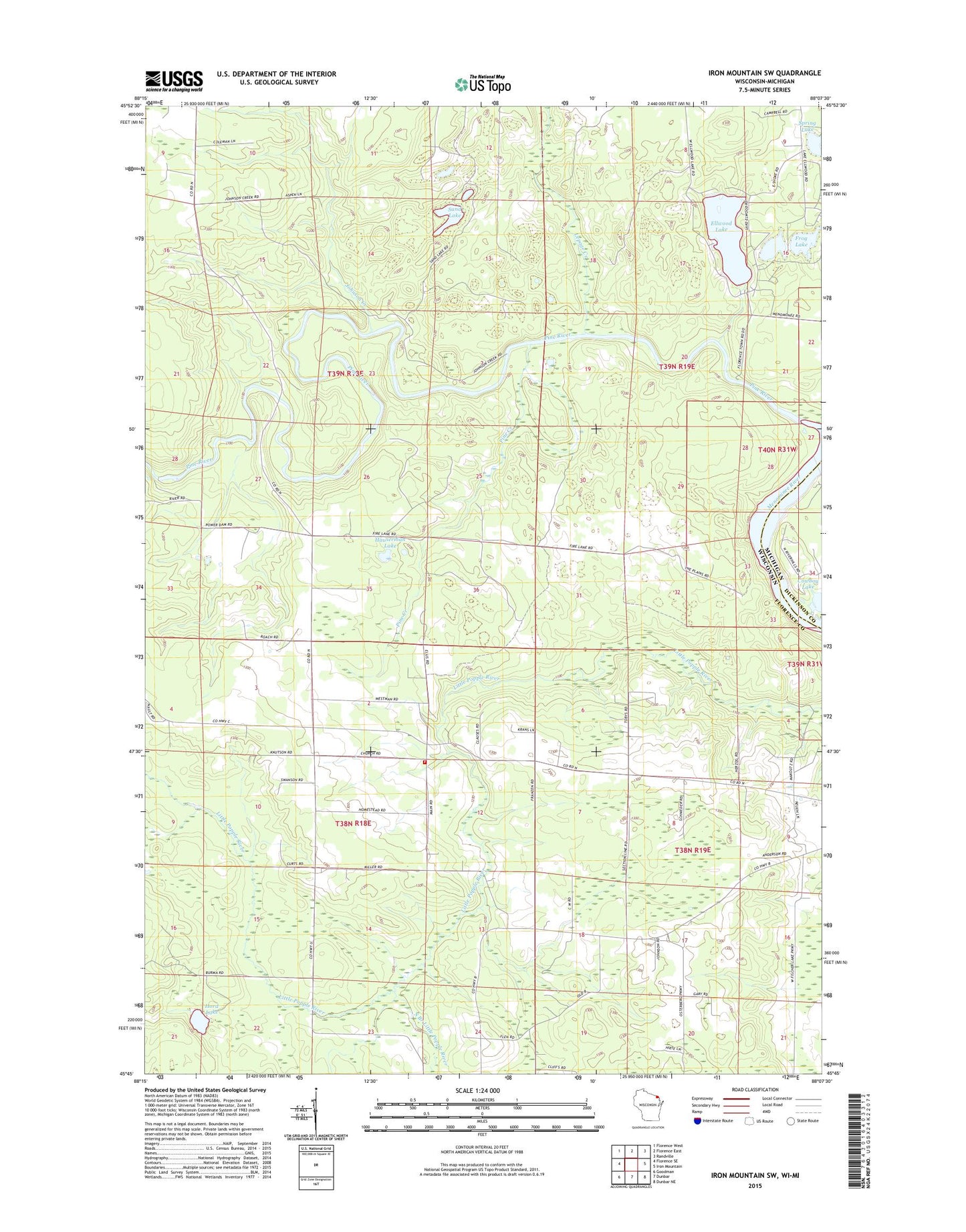 Iron Mountain SW Wisconsin US Topo Map Image