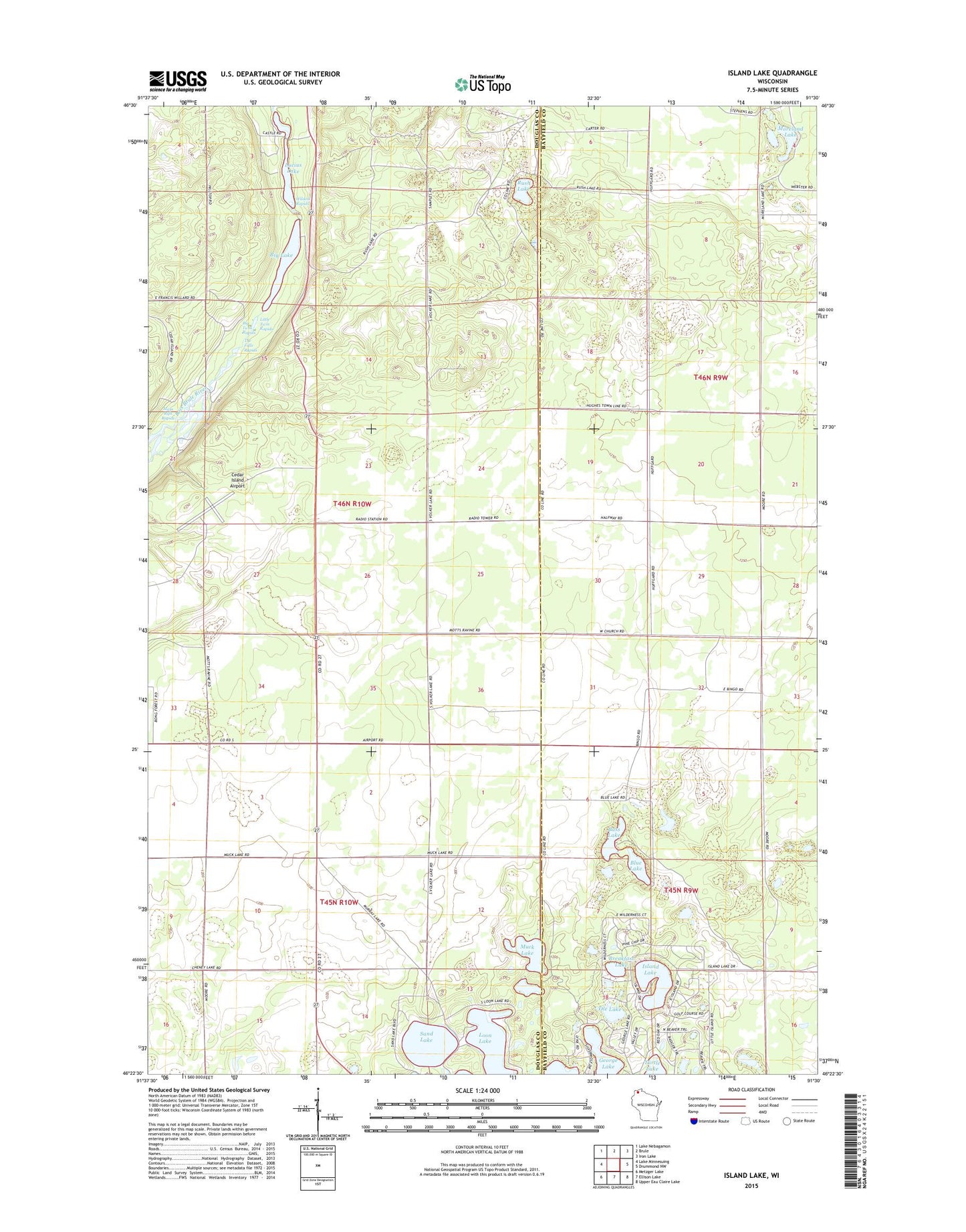 Island Lake Wisconsin US Topo Map Image