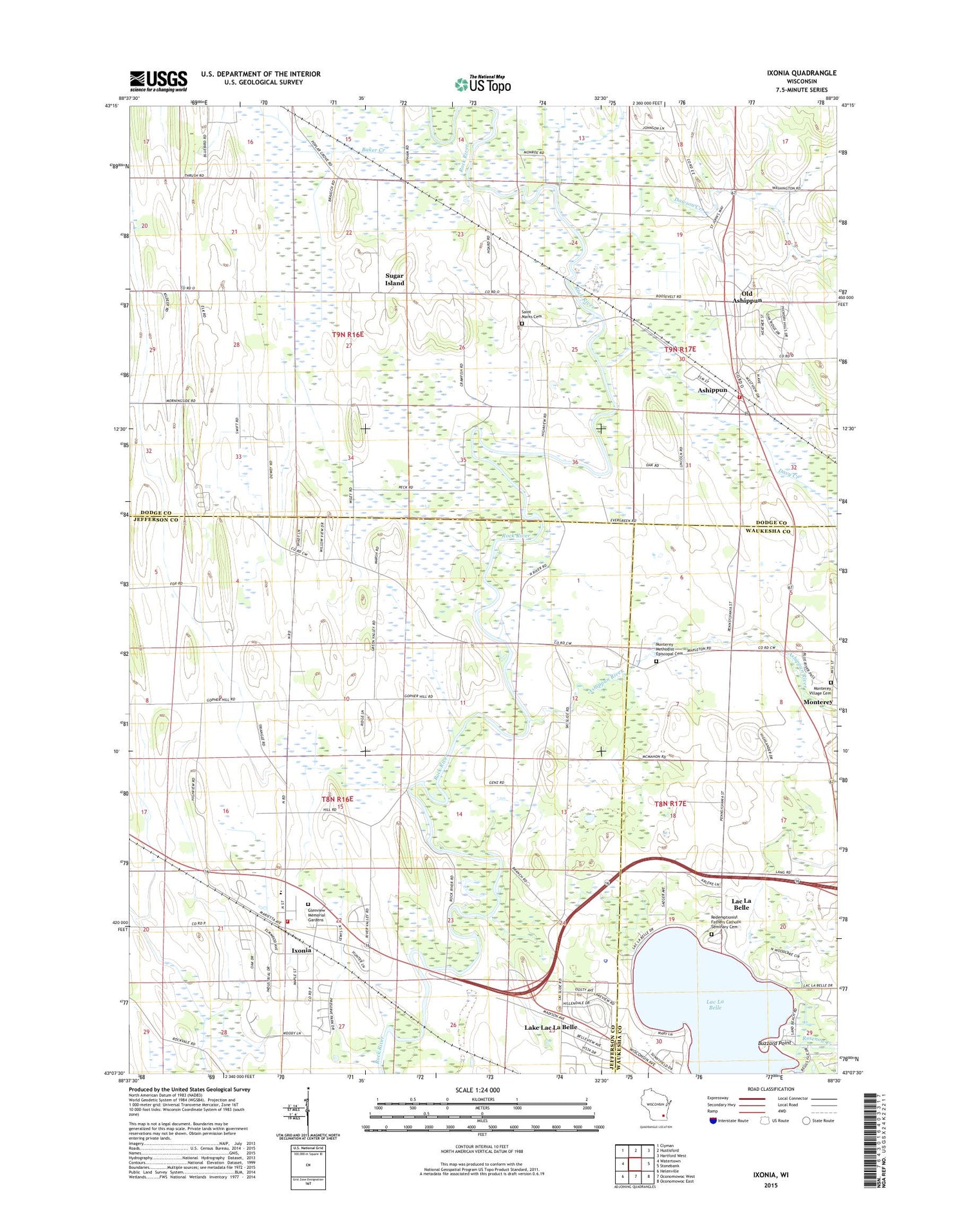 Ixonia Wisconsin US Topo Map Image
