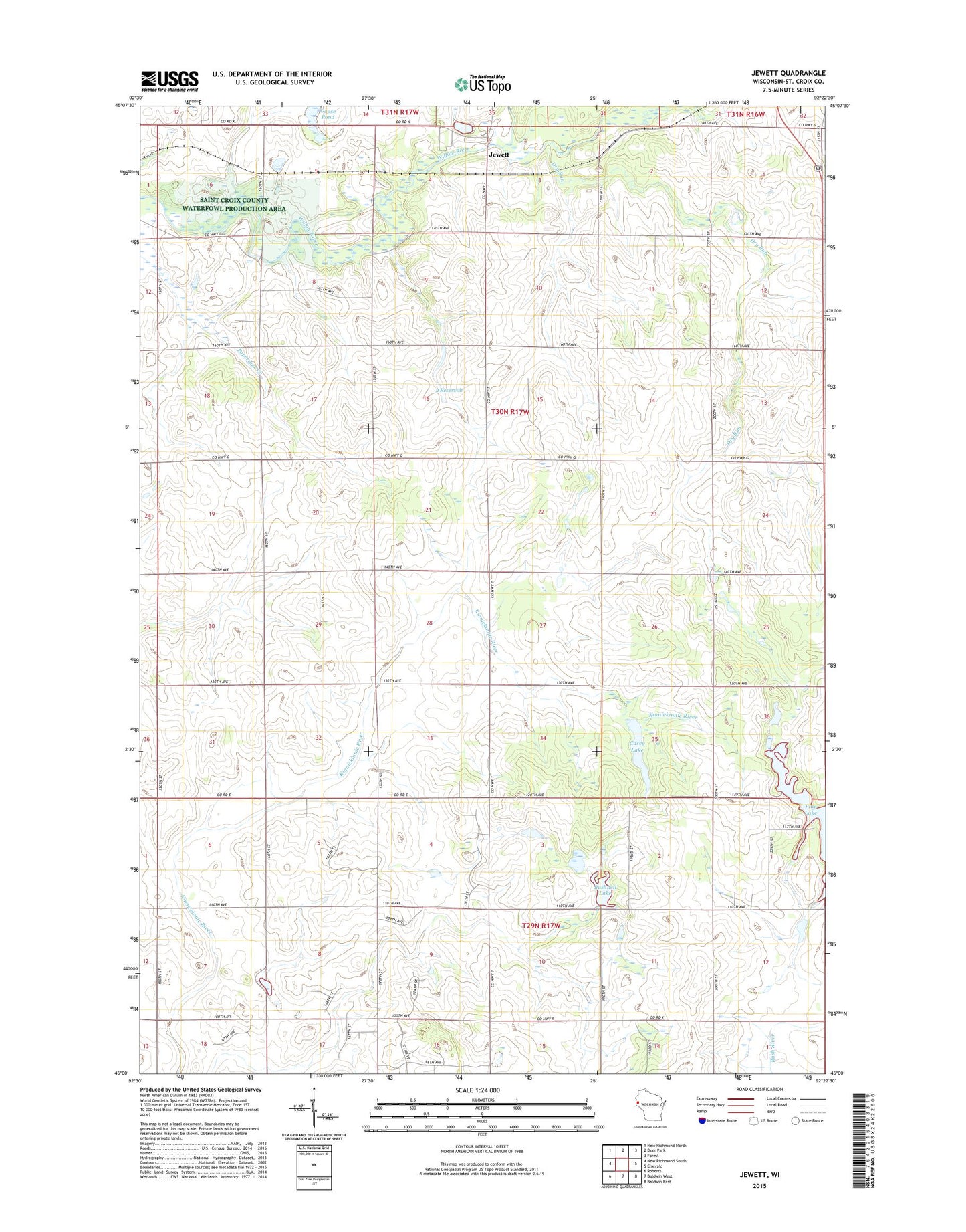 Jewett Wisconsin US Topo Map Image