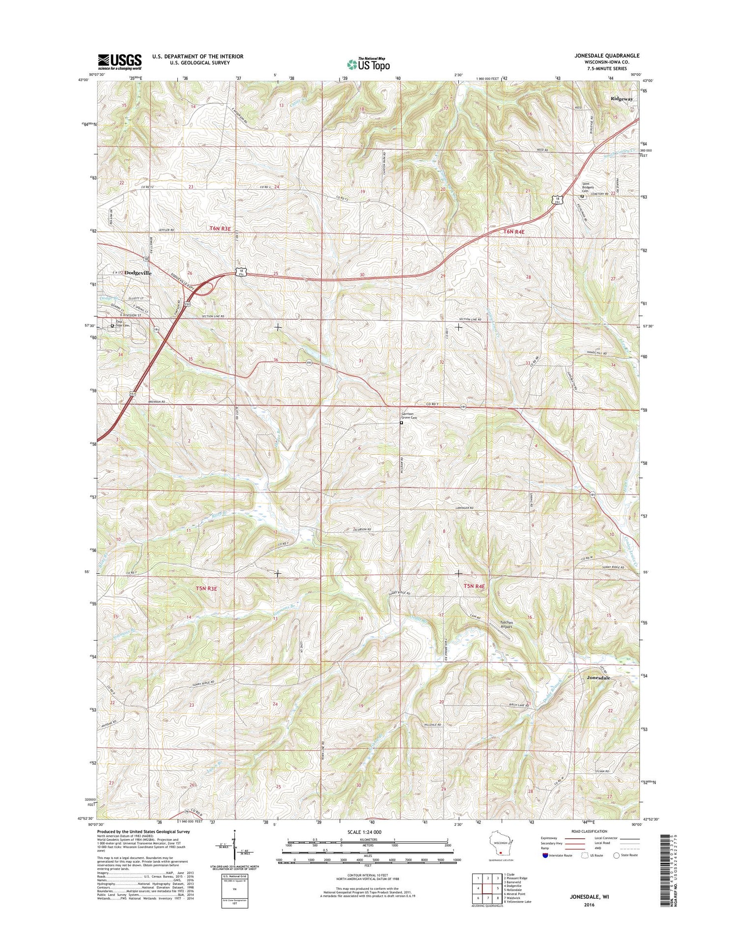 Jonesdale Wisconsin US Topo Map Image