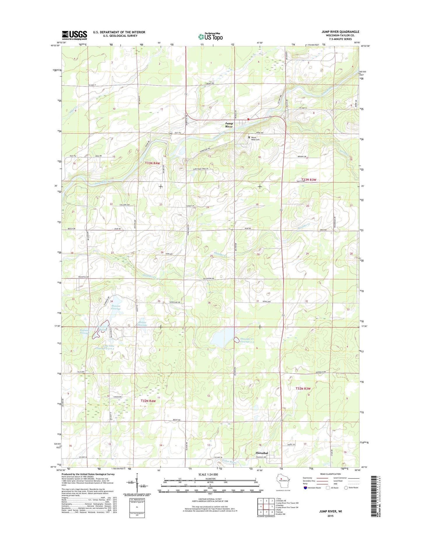 Jump River Wisconsin US Topo Map Image