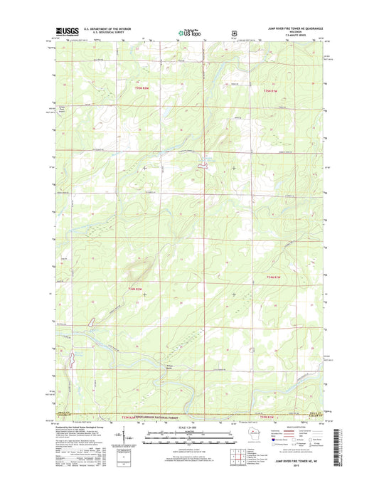 Jump River Fire Tower NE Wisconsin US Topo Map Image