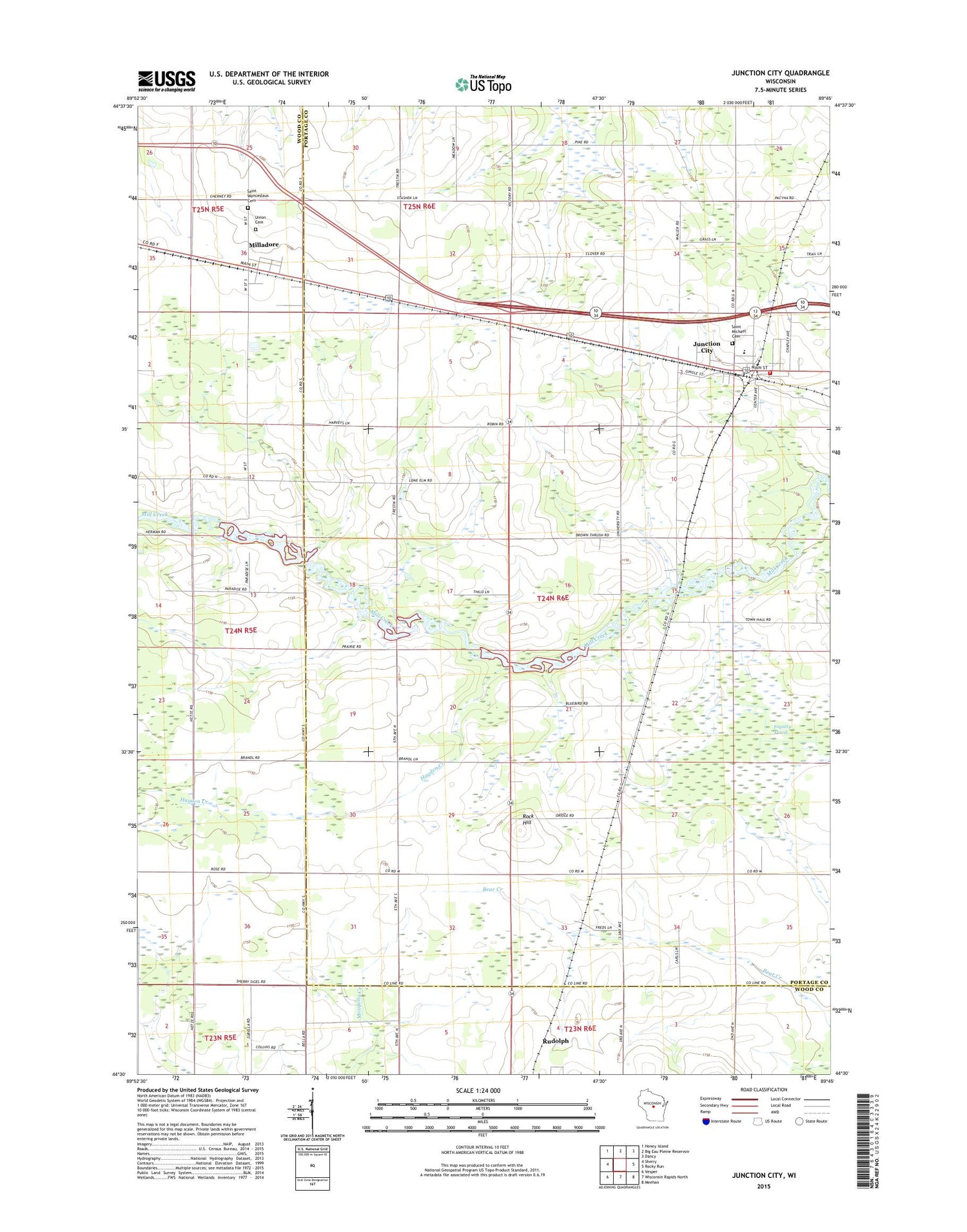 Junction City Wisconsin US Topo Map Image