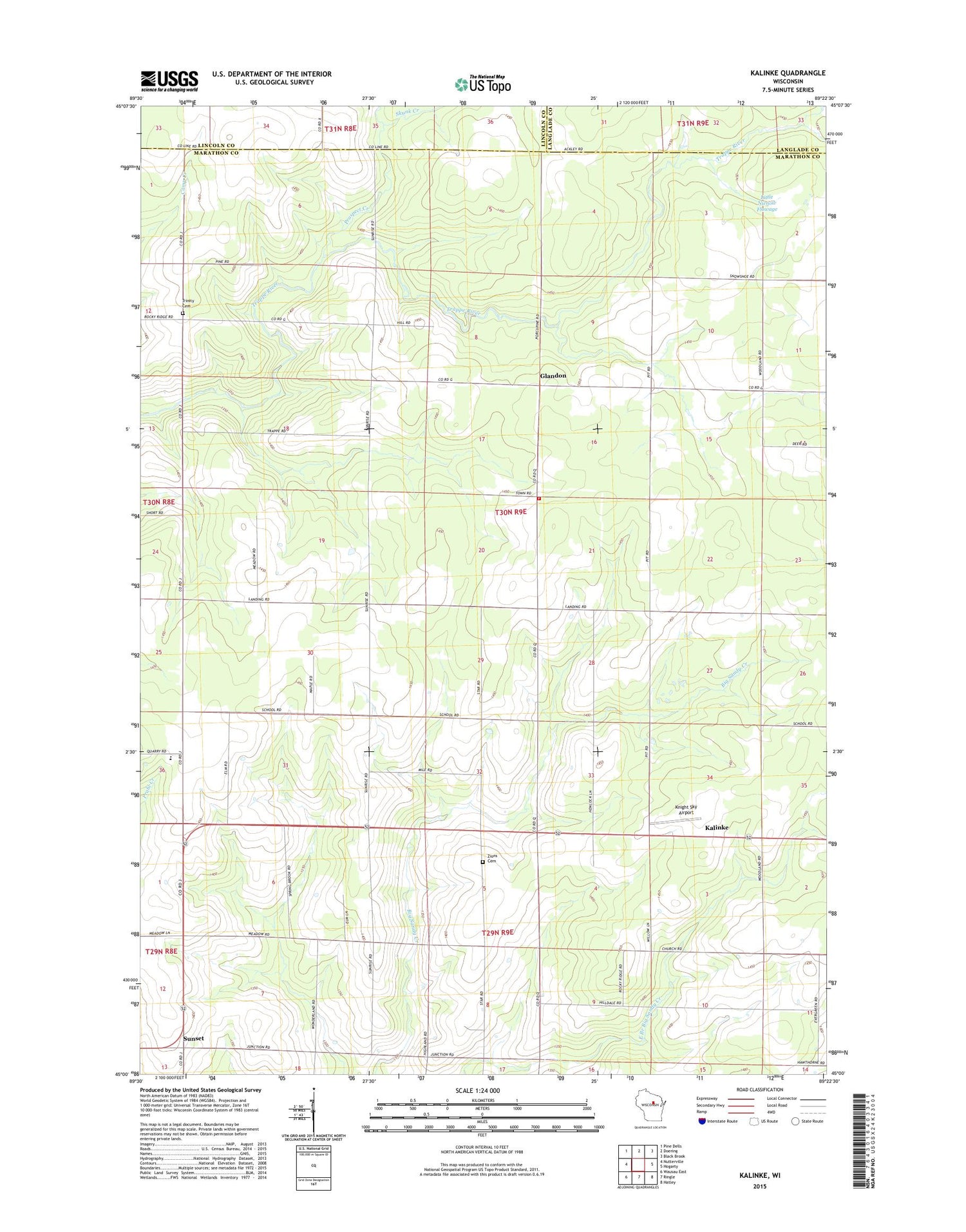 Kalinke Wisconsin US Topo Map Image