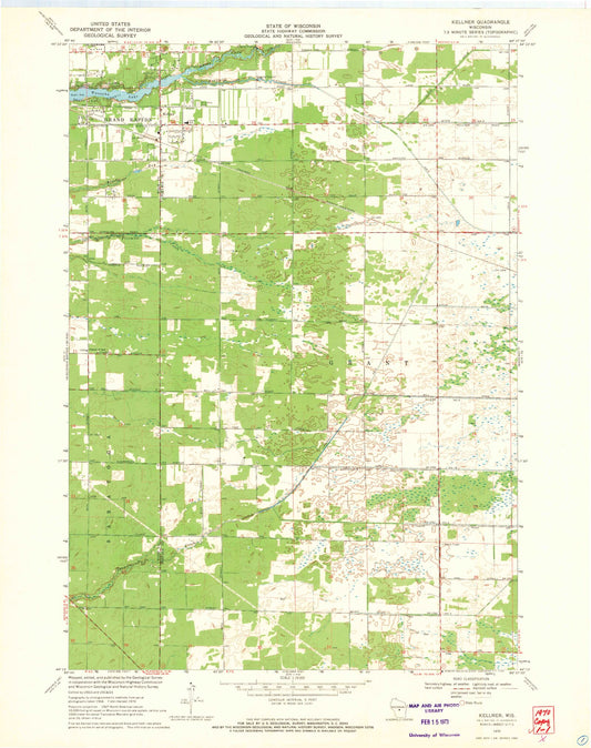 Classic USGS Kellner Wisconsin 7.5'x7.5' Topo Map Image