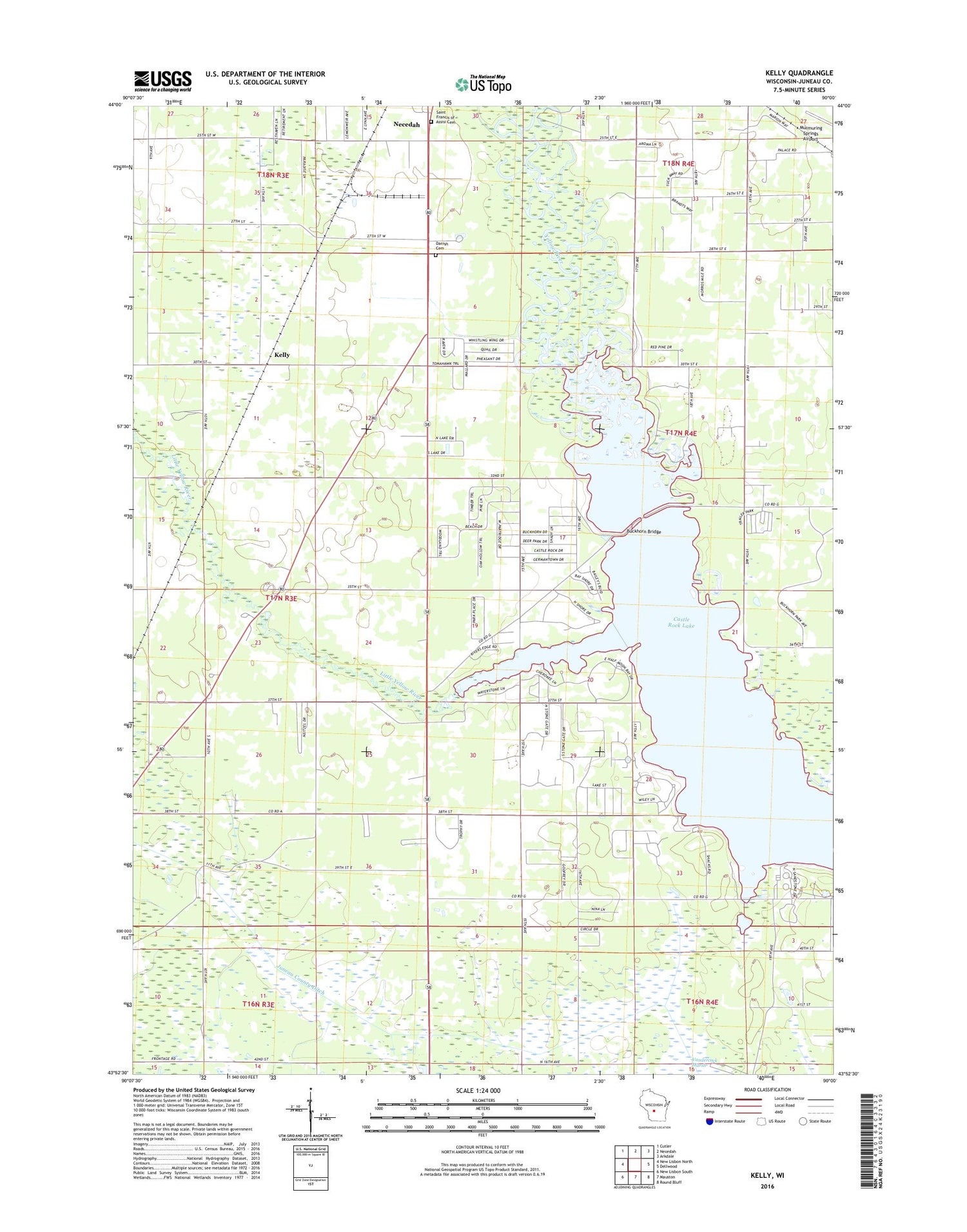 Kelly Wisconsin US Topo Map Image