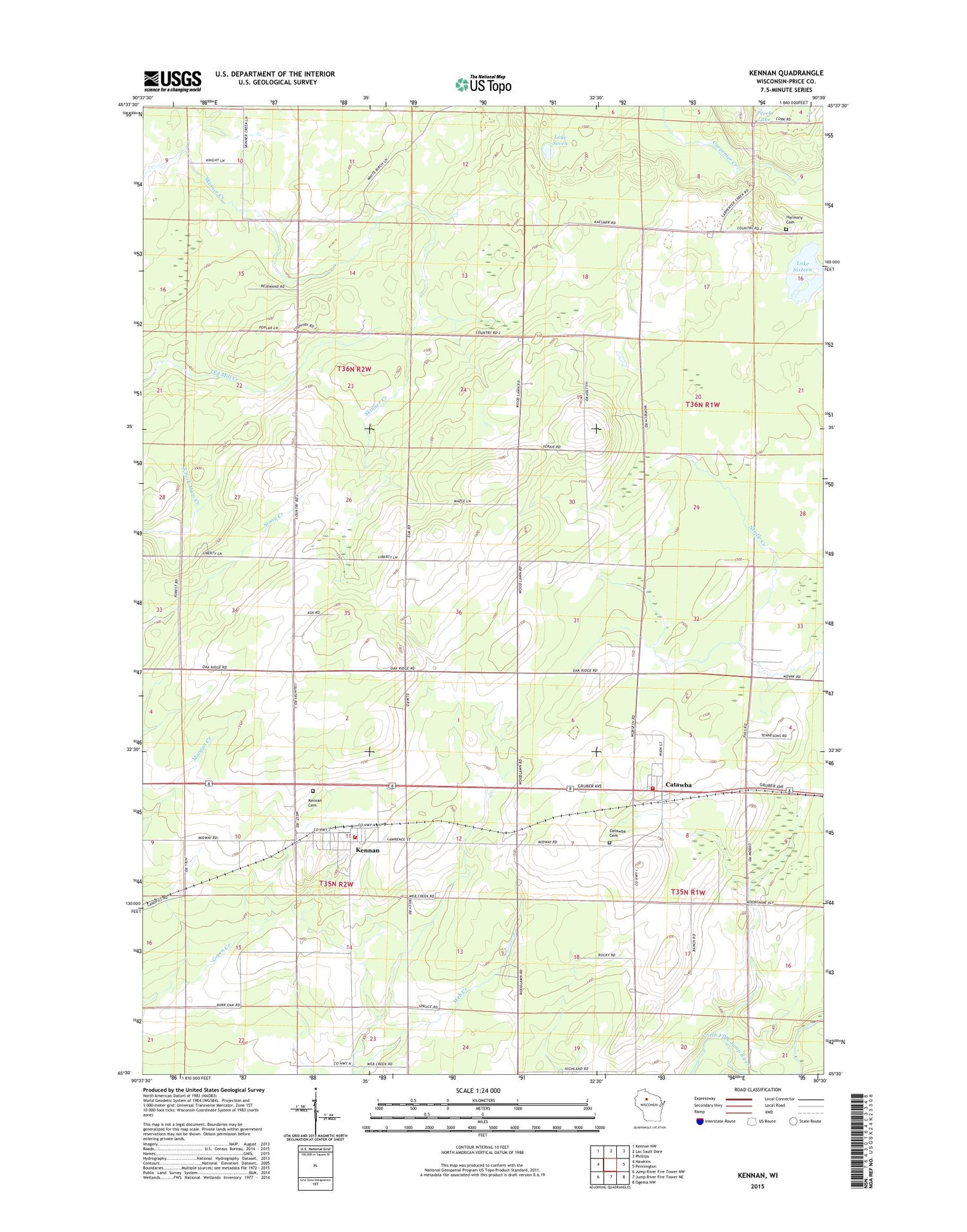 Kennan Wisconsin US Topo Map Image