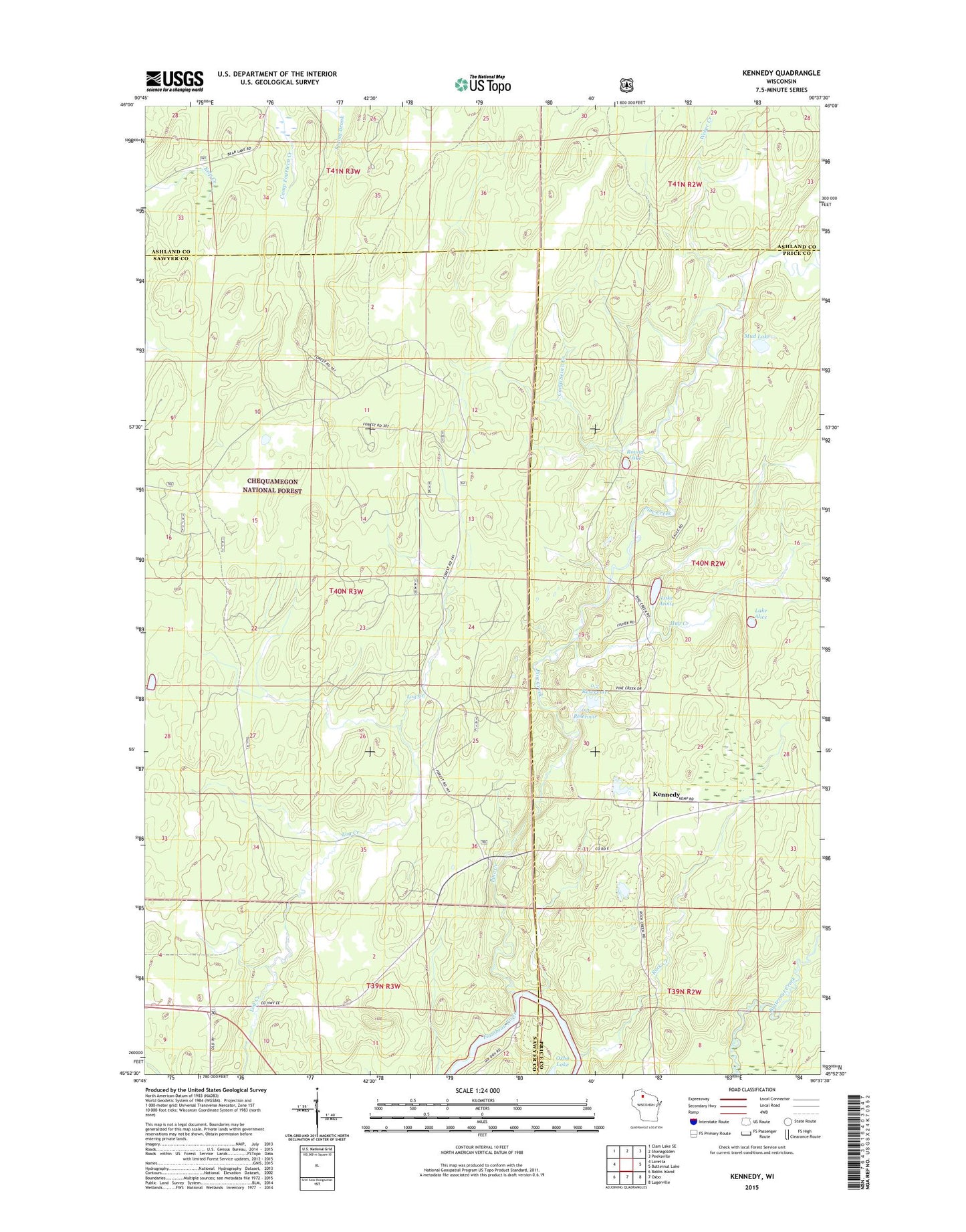 Kennedy Wisconsin US Topo Map Image