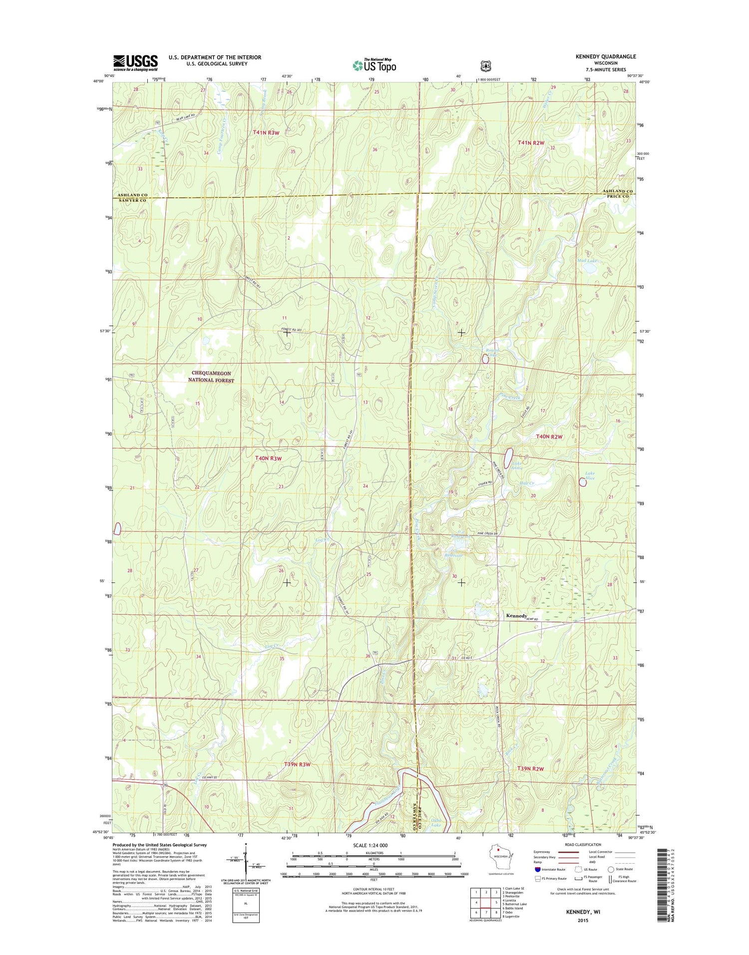 Kennedy Wisconsin US Topo Map Image