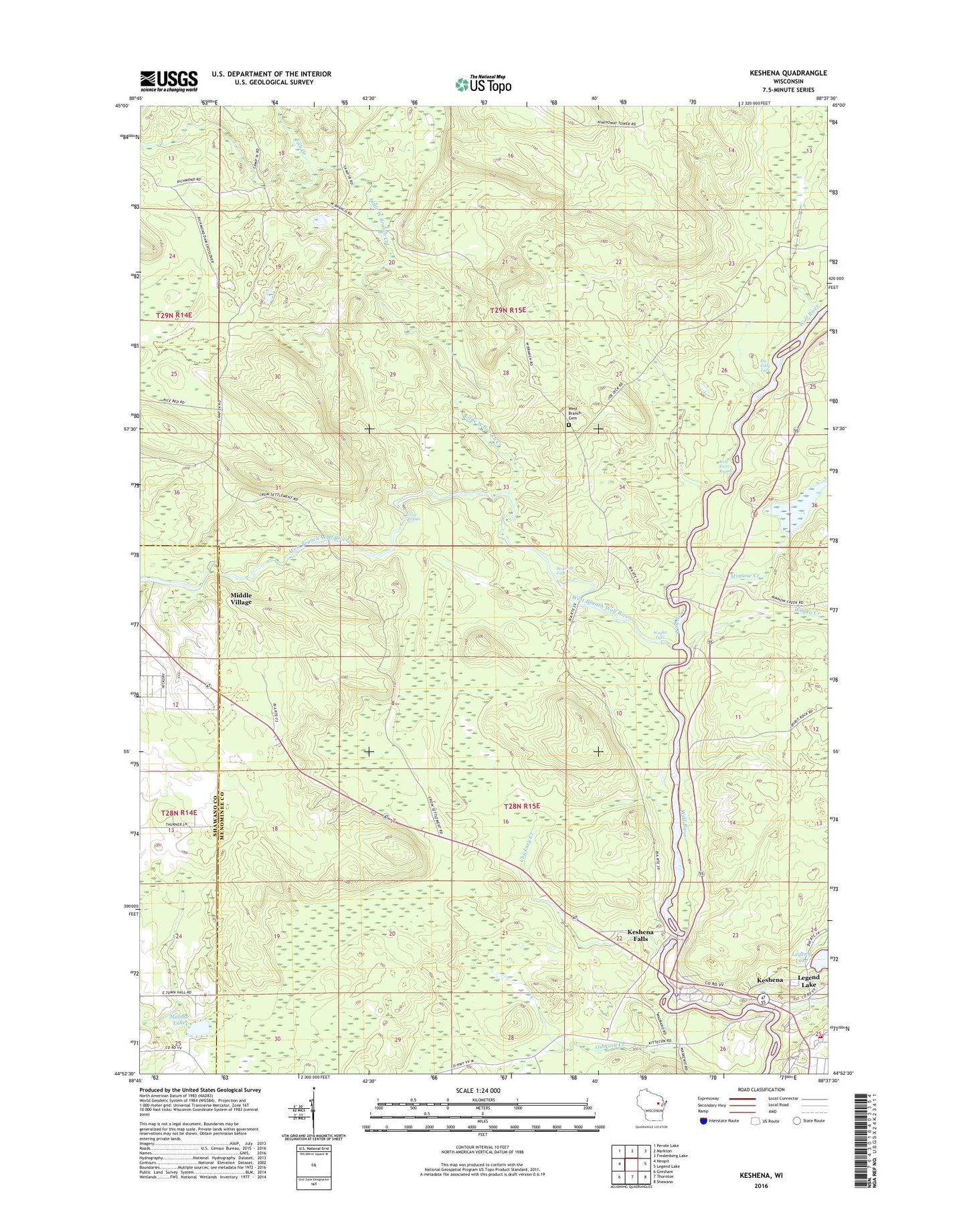 Keshena Wisconsin US Topo Map Image