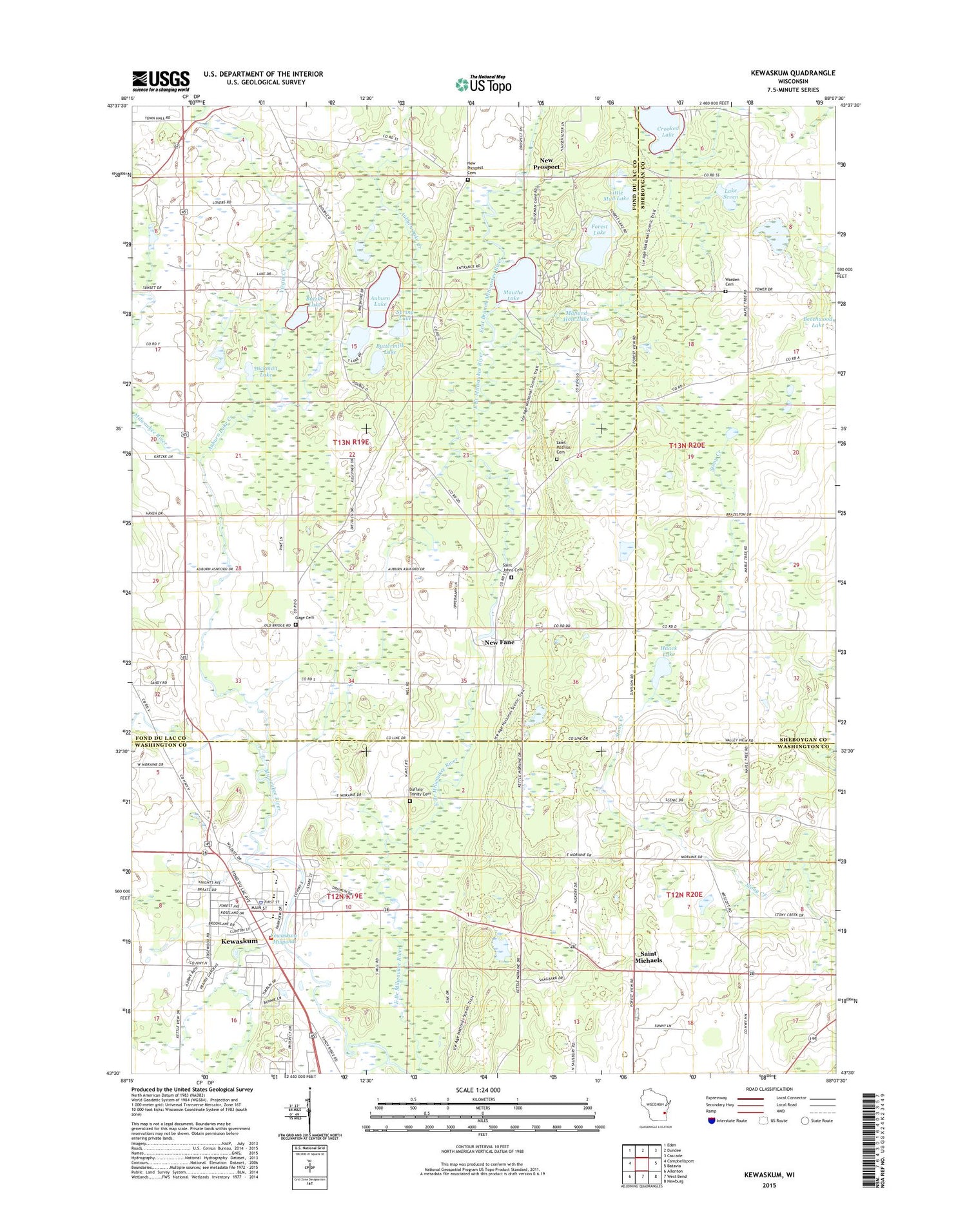 Kewaskum Wisconsin US Topo Map Image