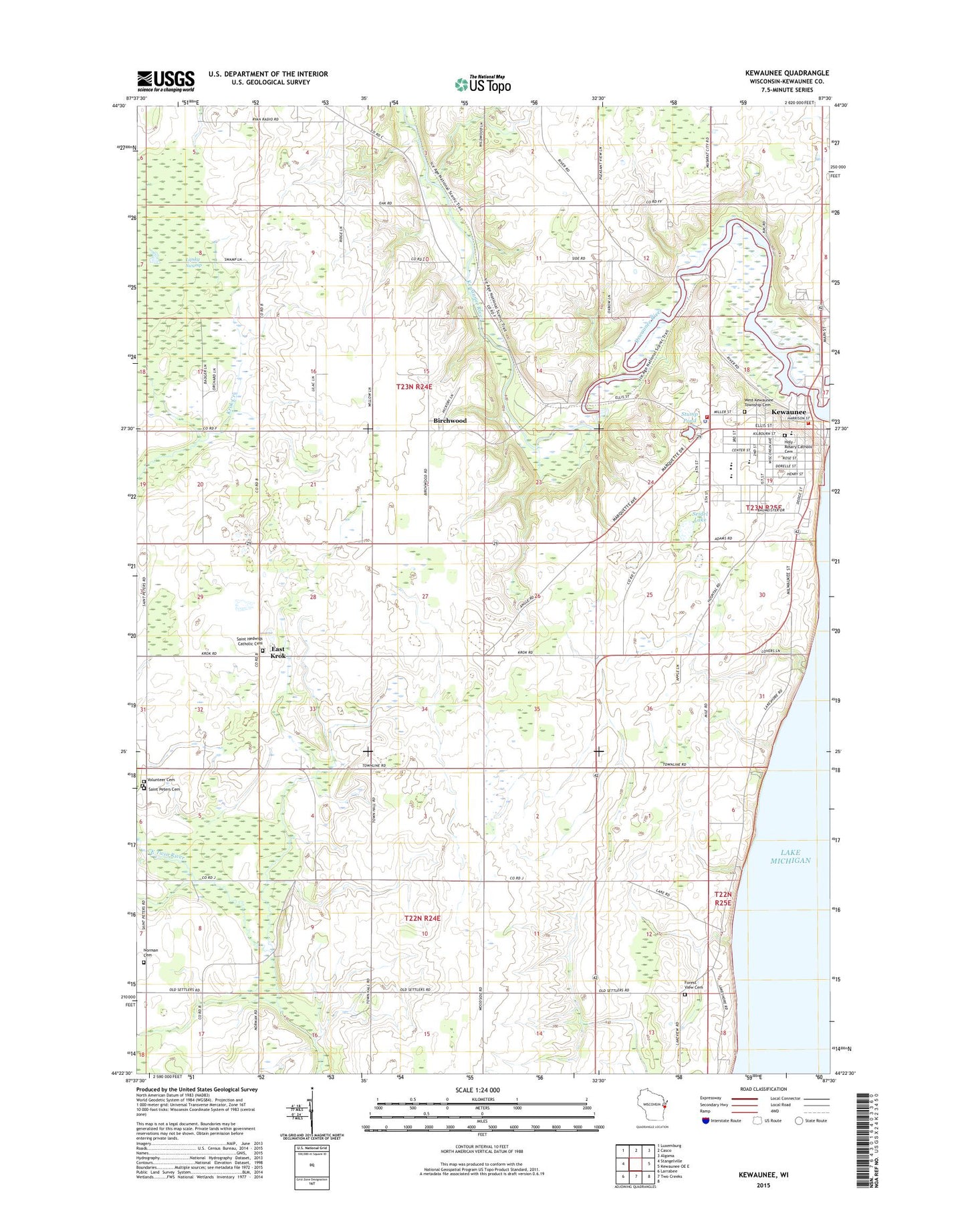 Kewaunee Wisconsin US Topo Map Image
