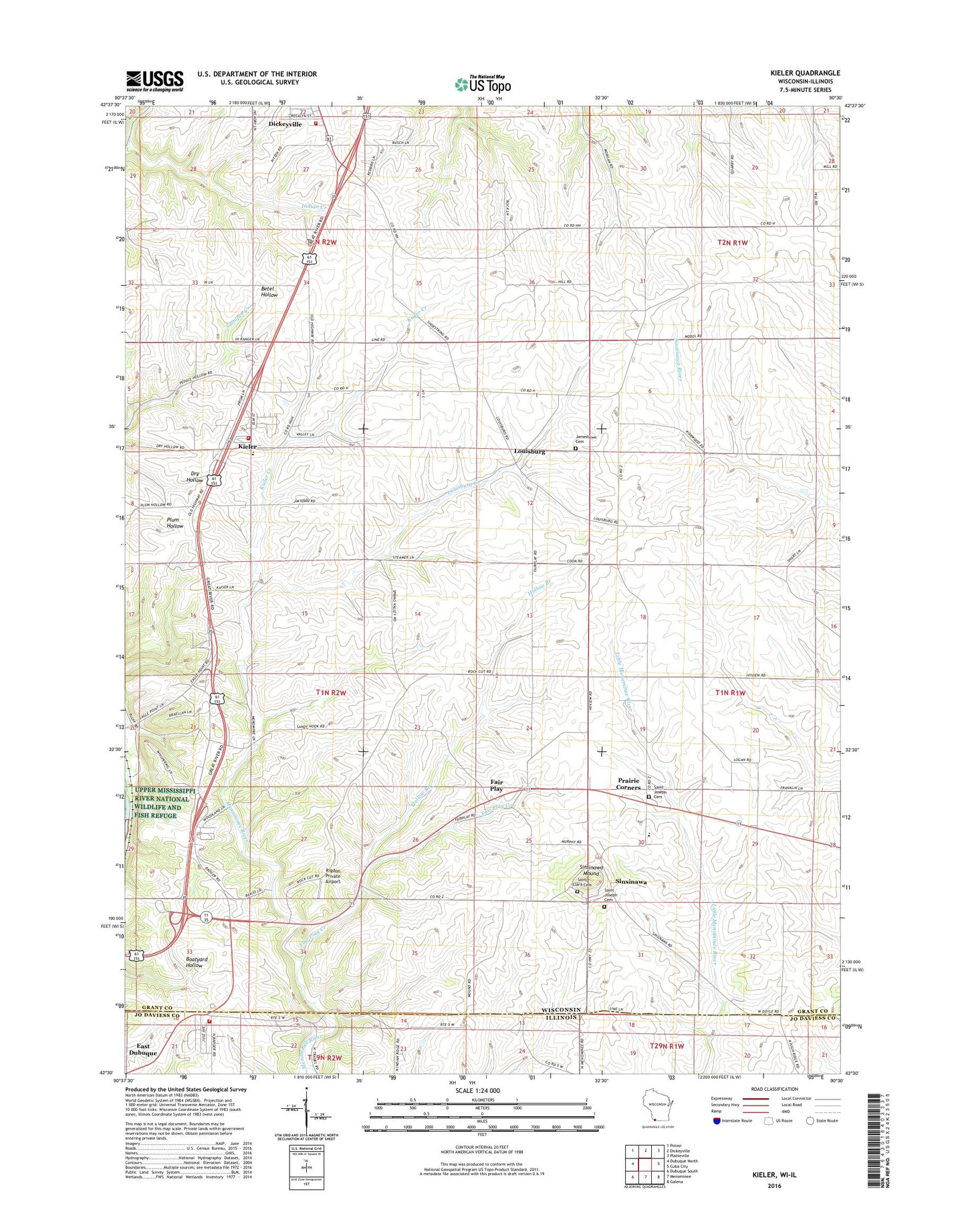 Kieler Wisconsin US Topo Map Image