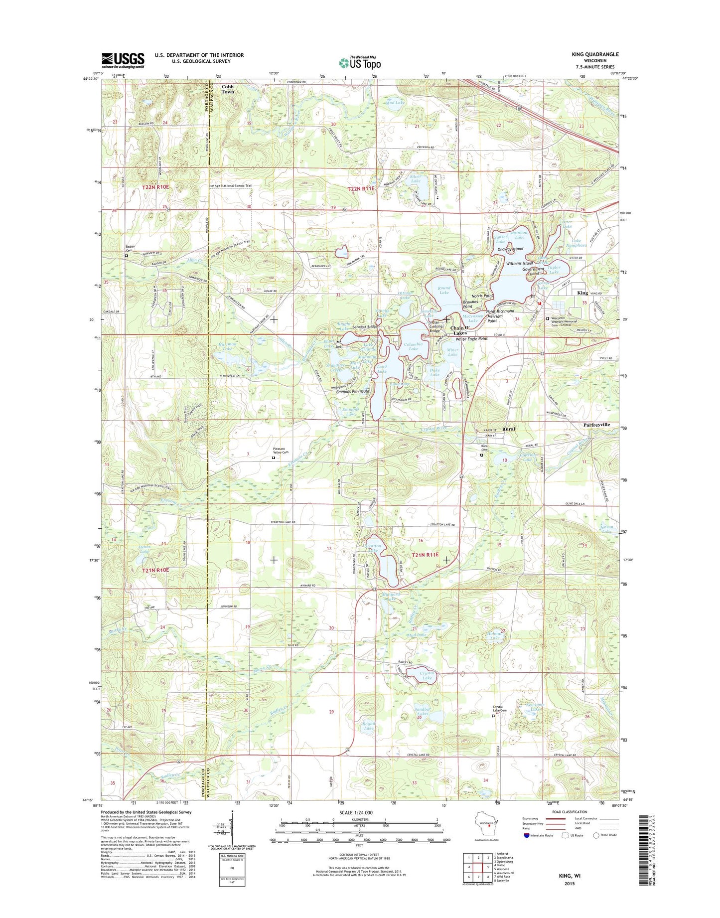 King Wisconsin US Topo Map Image