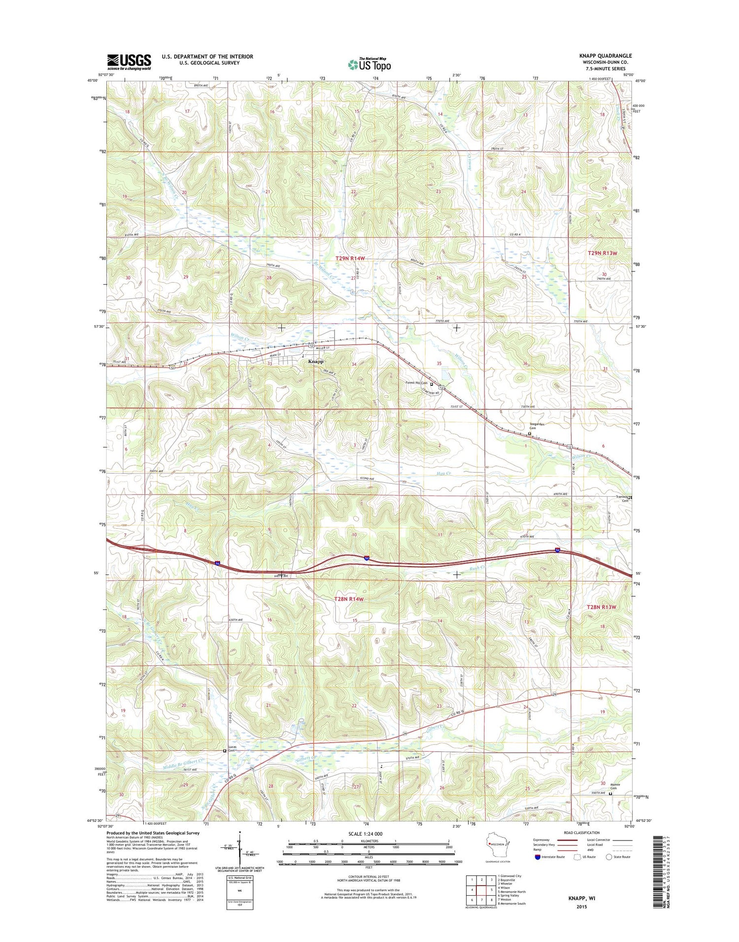 Knapp Wisconsin US Topo Map Image