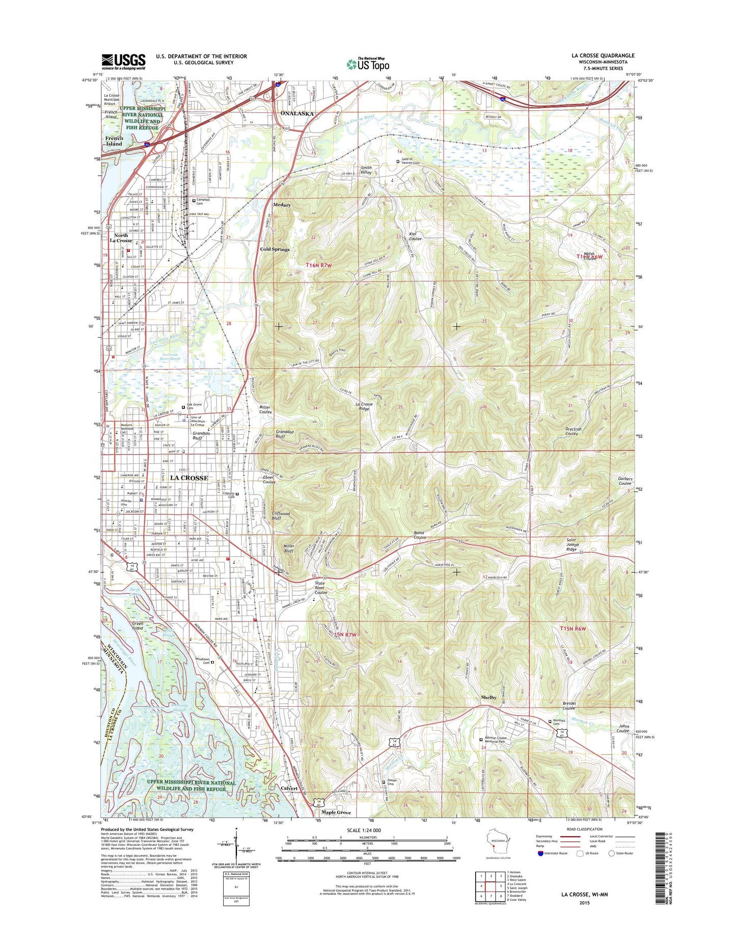 La Crosse Wisconsin US Topo Map Image