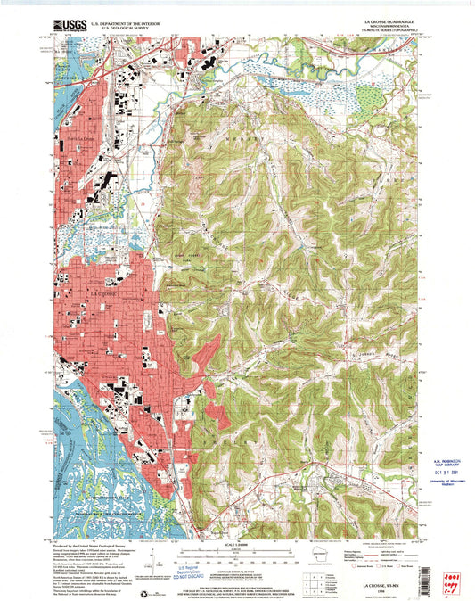 Classic USGS La Crosse Wisconsin 7.5'x7.5' Topo Map Image