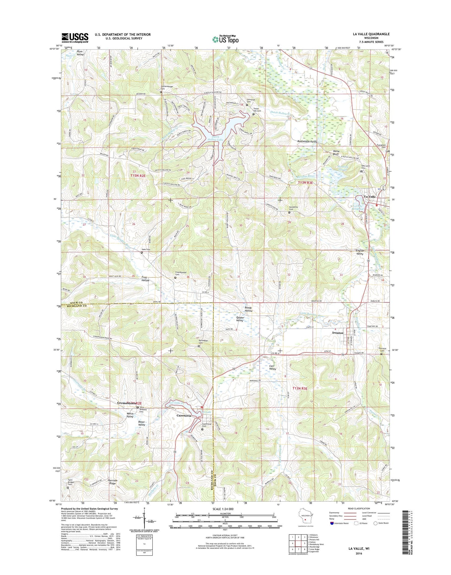 La Valle Wisconsin US Topo Map Image