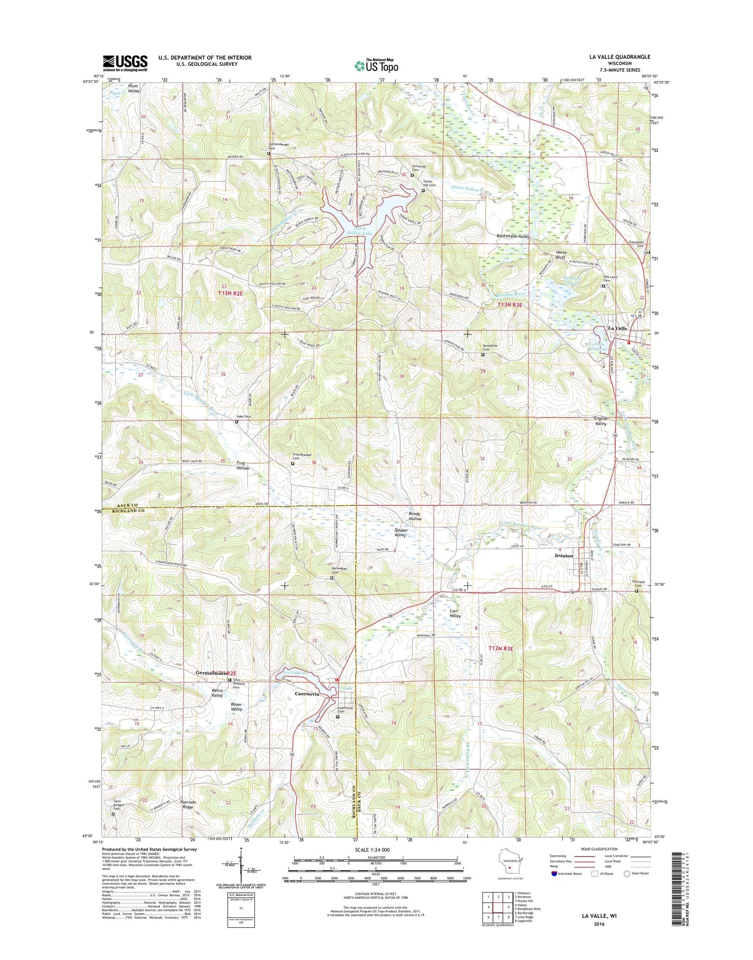 La Valle Wisconsin US Topo Map Image