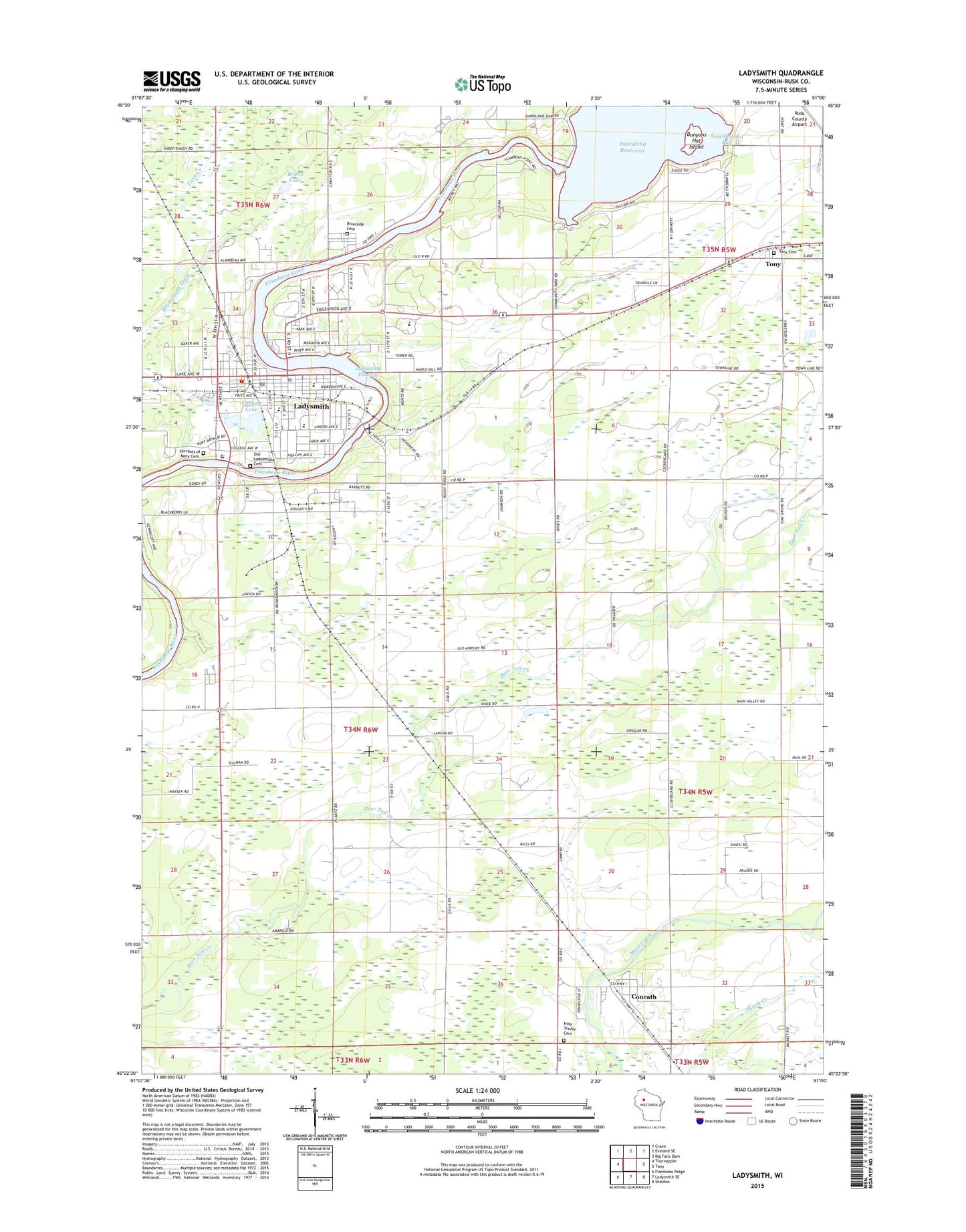 Ladysmith Wisconsin US Topo Map Image