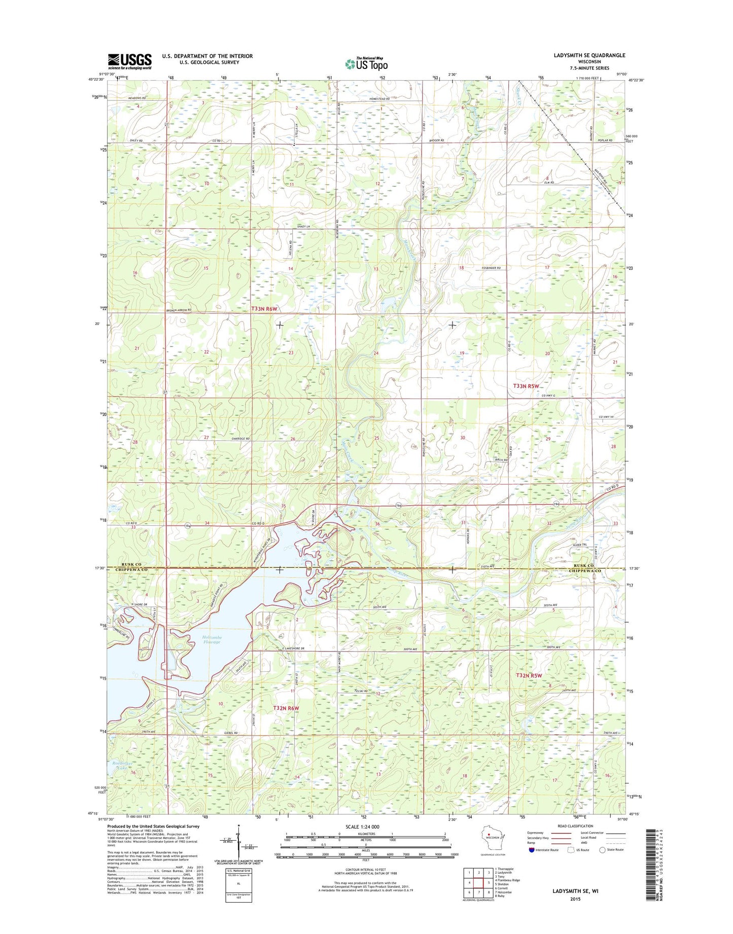 Ladysmith SE Wisconsin US Topo Map Image