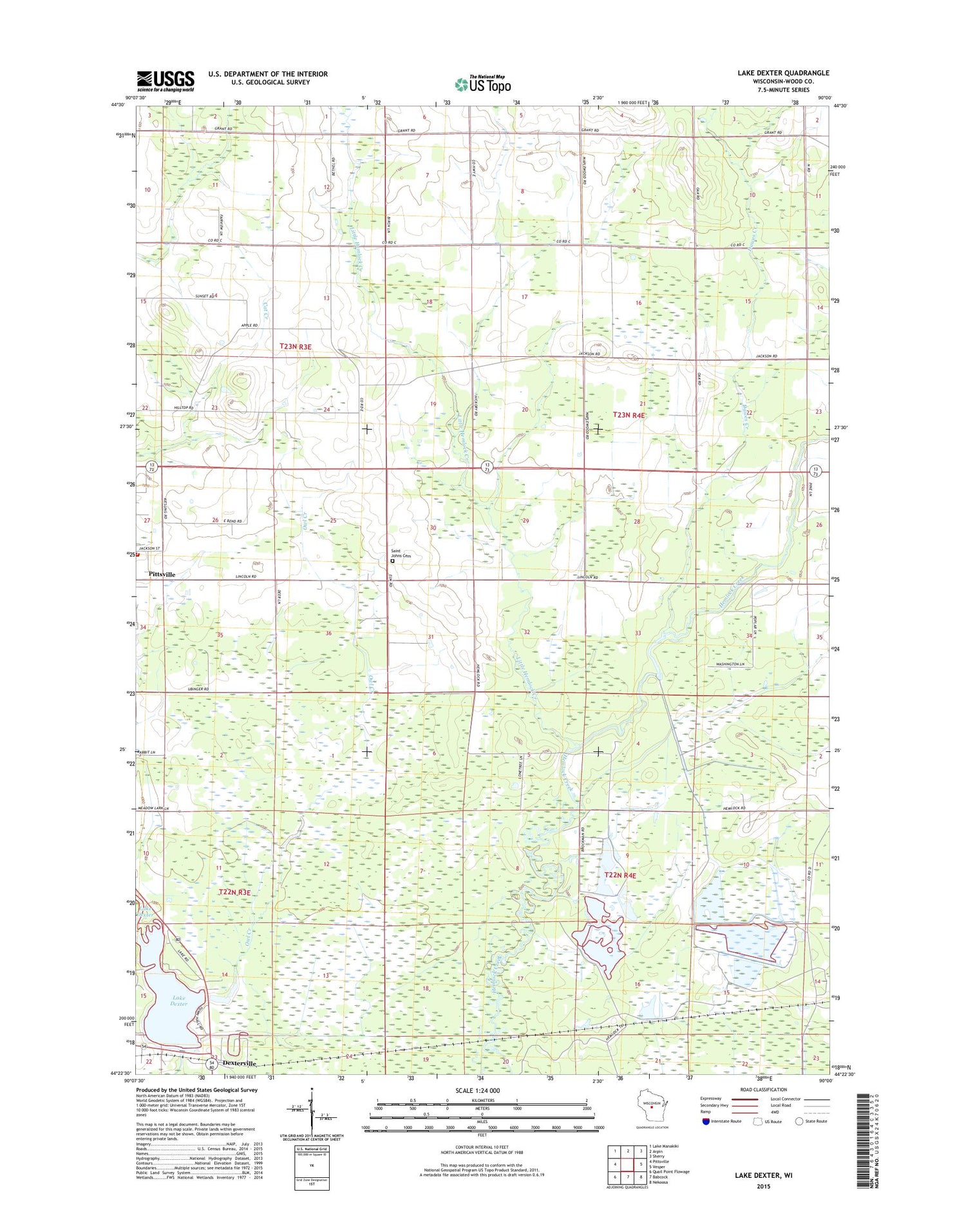 Lake Dexter Wisconsin US Topo Map Image