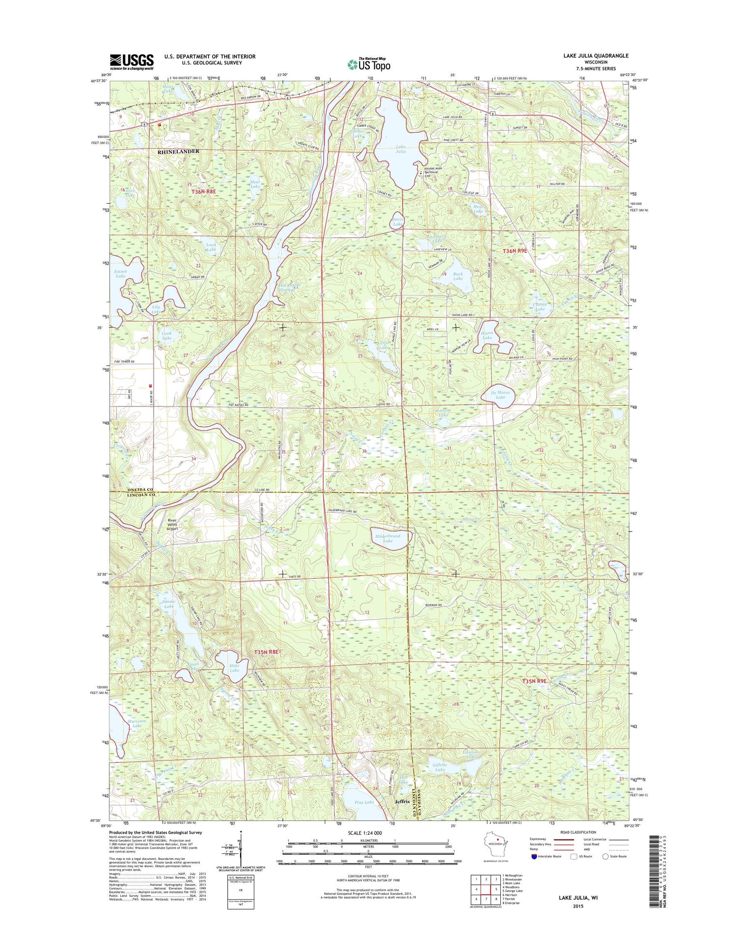 Lake Julia Wisconsin US Topo Map Image