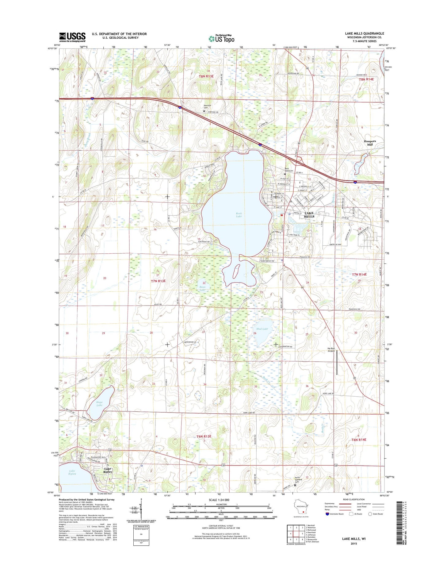 Lake Mills Wisconsin US Topo Map Image