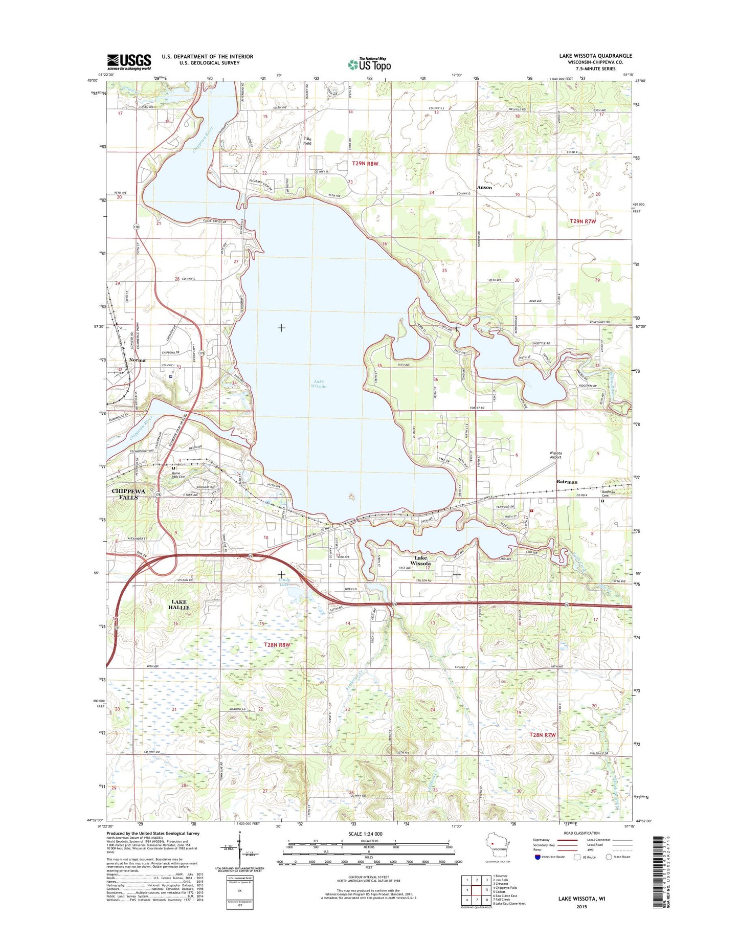 Lake Wissota Wisconsin US Topo Map Image