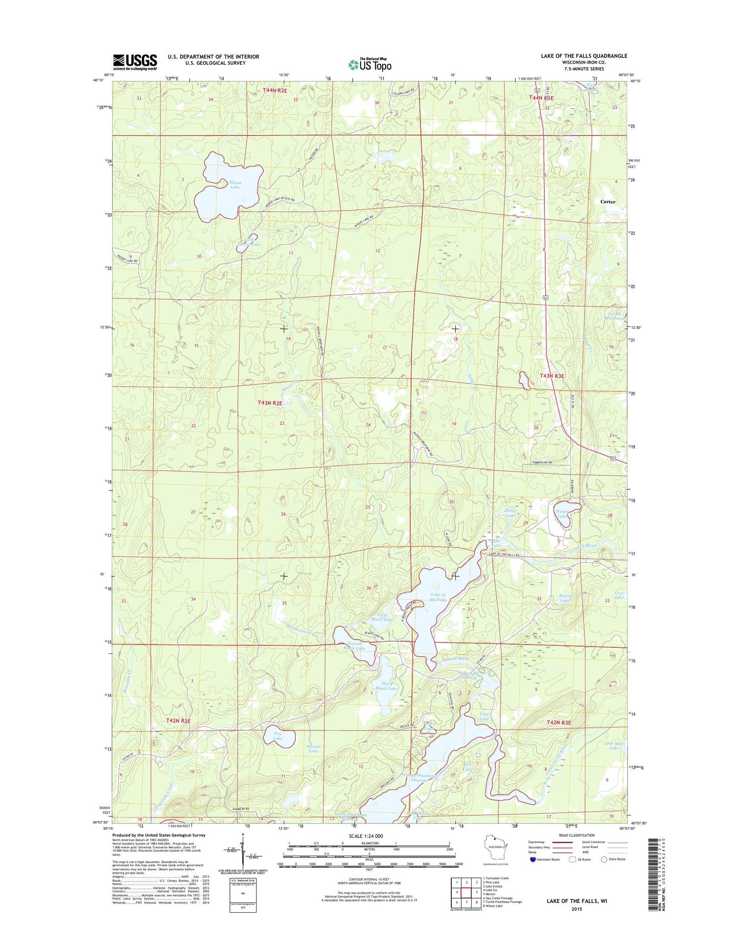 Lake of the Falls Wisconsin US Topo Map Image