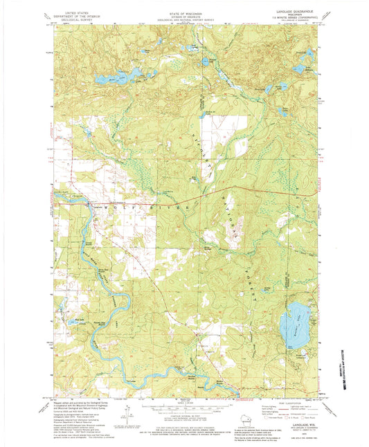 Classic USGS Langlade Wisconsin 7.5'x7.5' Topo Map Image