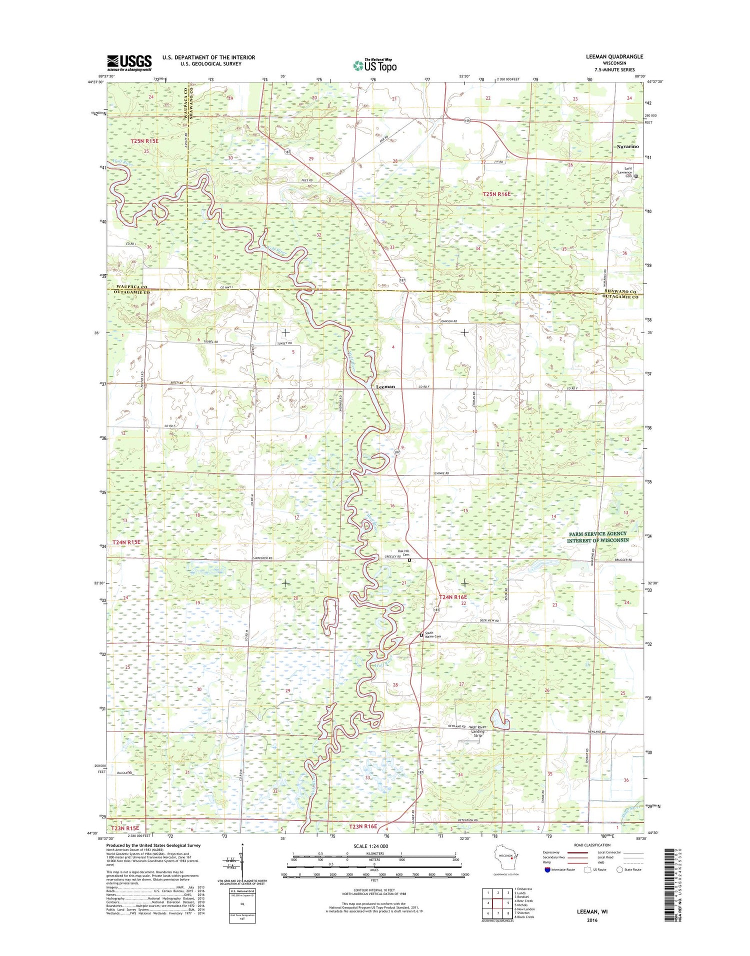 Leeman Wisconsin US Topo Map Image