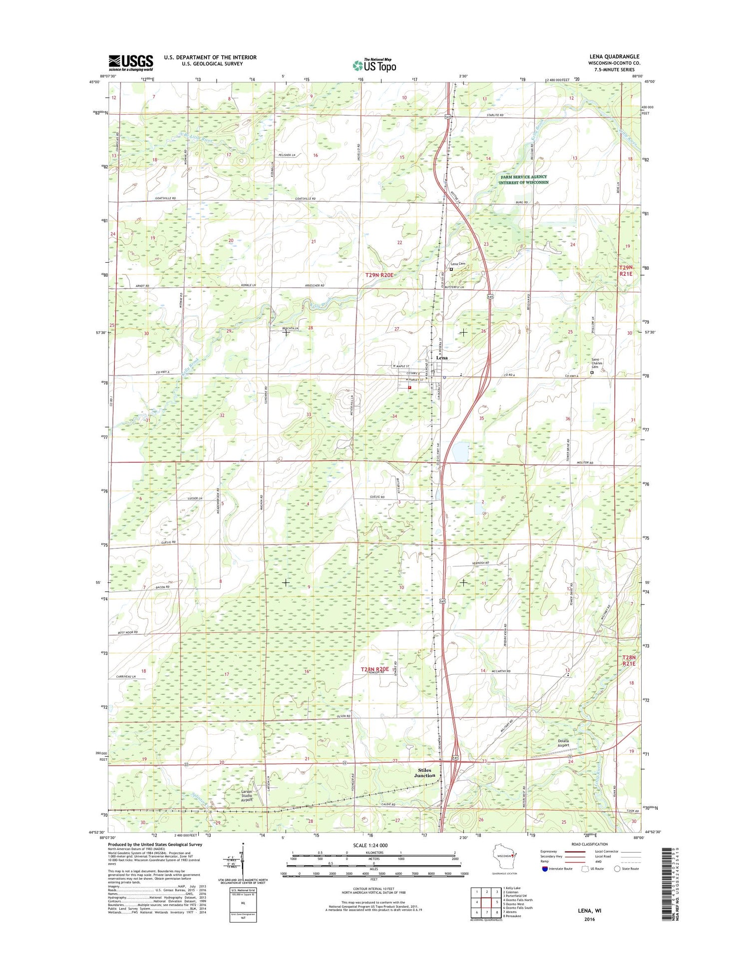 Lena Wisconsin US Topo Map Image