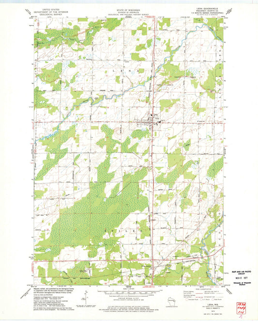 Classic USGS Lena Wisconsin 7.5'x7.5' Topo Map Image