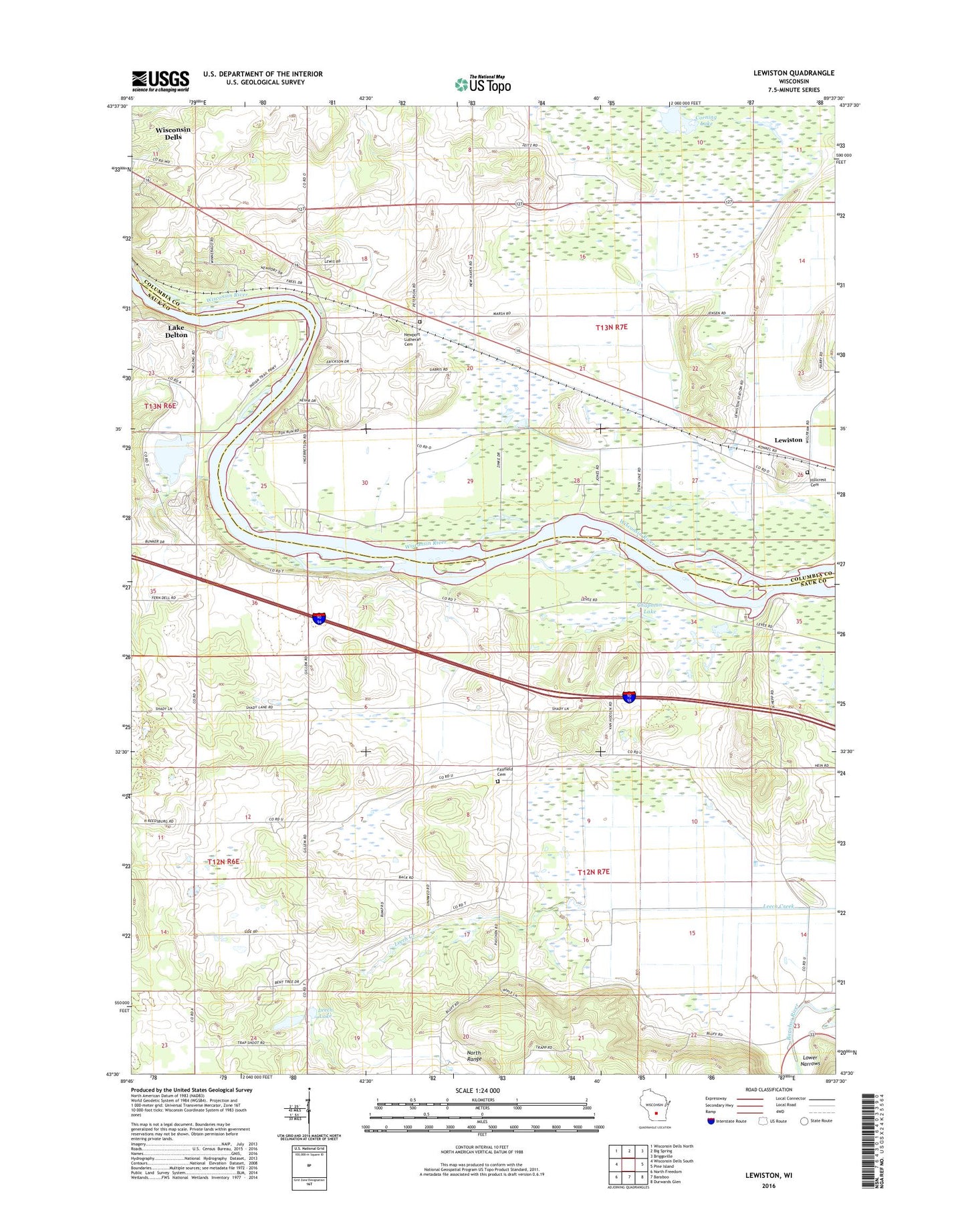 Lewiston Wisconsin US Topo Map Image
