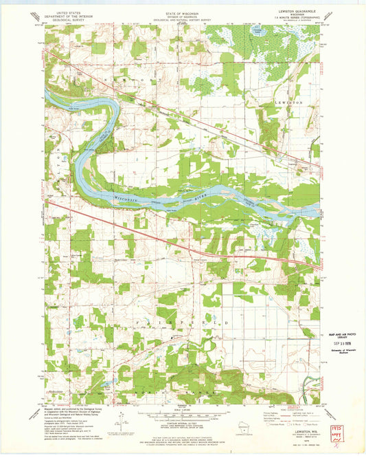 Classic USGS Lewiston Wisconsin 7.5'x7.5' Topo Map Image